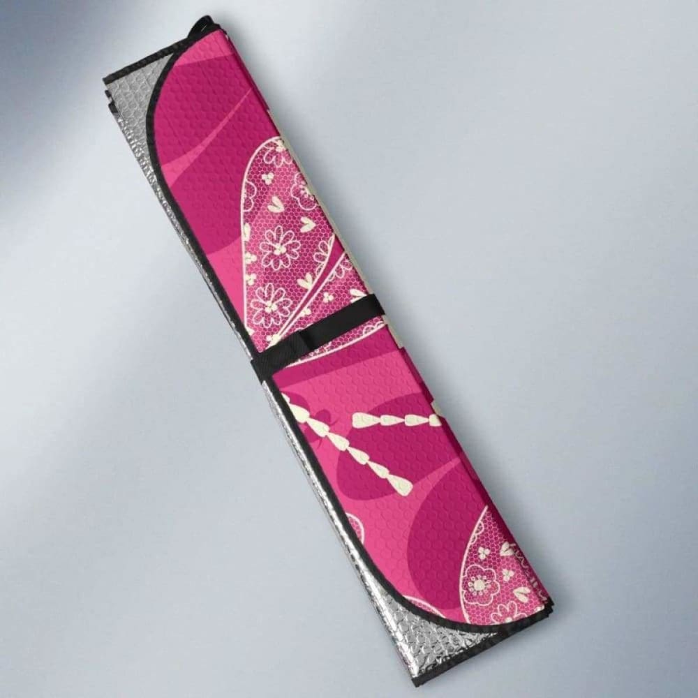 Dragonfly Pink Car Sun Shade - UV Protection Window Shade for Vehicles | Perfect for Summer Driving & Parking