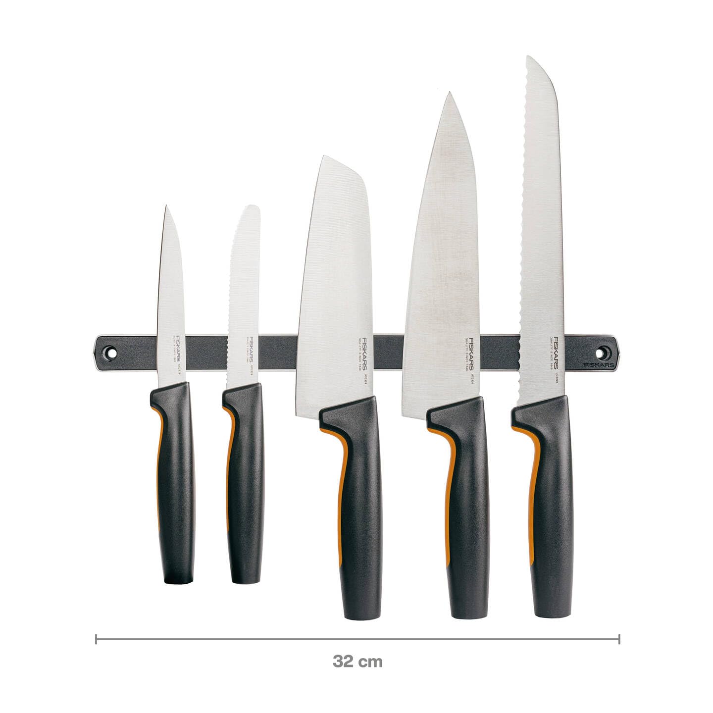 Fiskars Functional Form Knife Wall Magnet - Black | Strong Magnetic Knife Holder for Kitchen, Office & Workshop | Secure Storage for Knives, Scissors & Tools