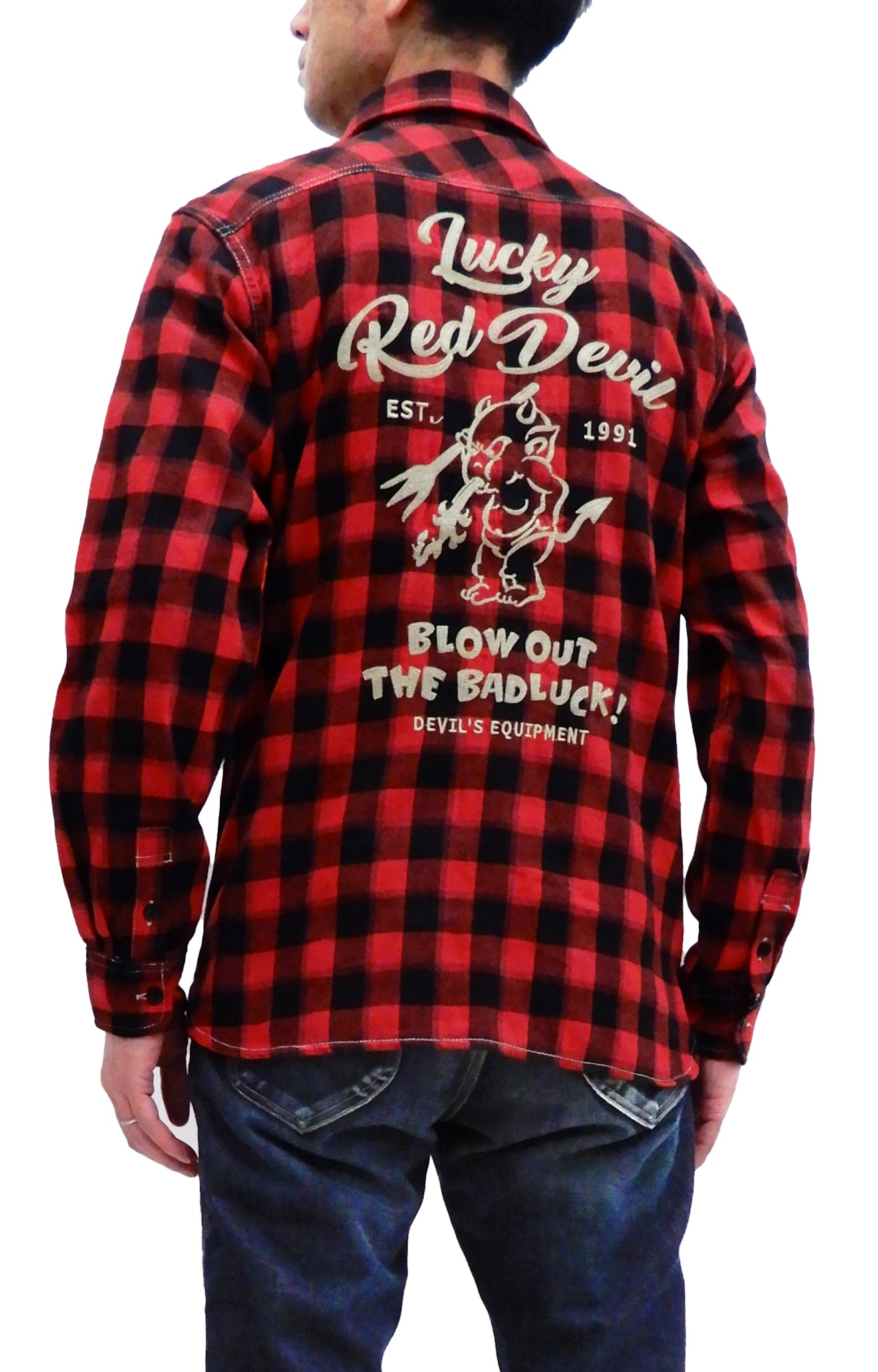 Tedman Custom Embroidered Plaid Flannel Shirt for Men - Long Sleeve Button Down Shirt in Red/Black Checkered Pattern - Perfect for Casual Wear, Outdoor Activities & Fall Fashion (TNS 700)