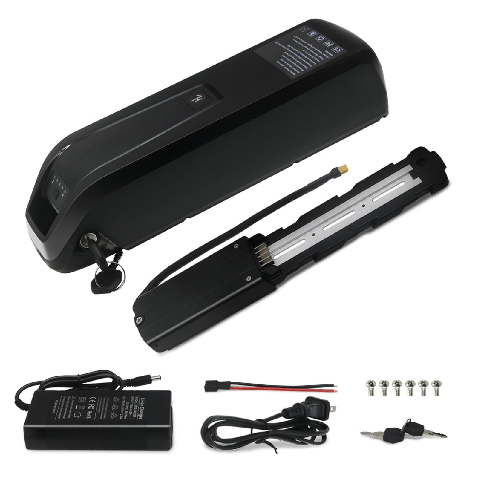 48V 10Ah Lithium Ebike Battery with 2A Fast Charger - 30A BMS, USB Output, Safe Lock & LED Indicator - Compatible with 0-1400W Electric Bikes - Perfect for Commuting, Mountain Biking & Urban Riding (Includes Charger)