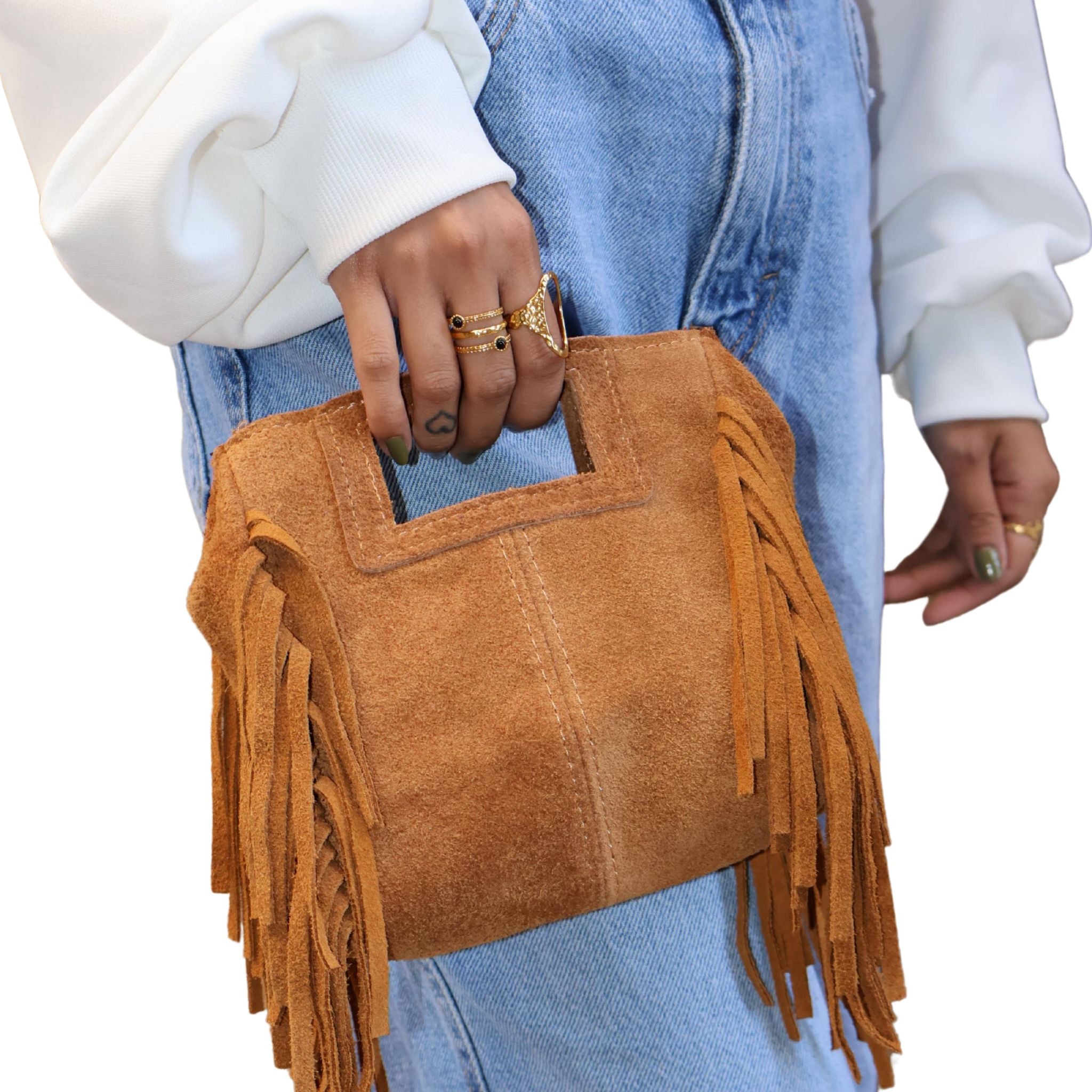 Stylish Mina Suede Leather Tassel Crossbody Bag for Women - Fashionable Shoulder Purse with Detachable Strap, Perfect for Date Night, Shopping & Travel Accessories