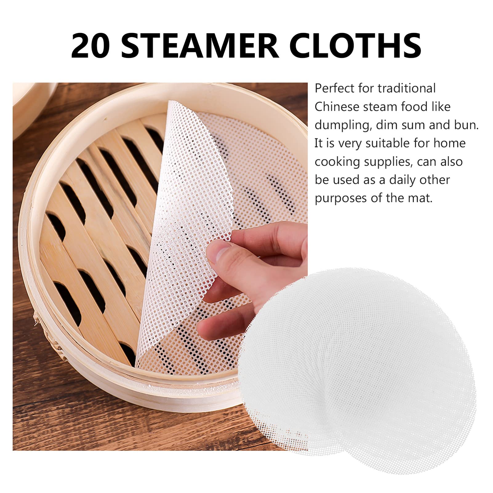 20pcs Reusable Silicone Steamer Mats - Non-Slip Steamer Pads for Dumplings, Buns & Vegetables - Safe, Heat-Resistant Kitchen Steamer Cloths - Perfect for Bamboo & Metal Steamers - Ideal for Asian Cooking, Meal Prep & Healthy Eating