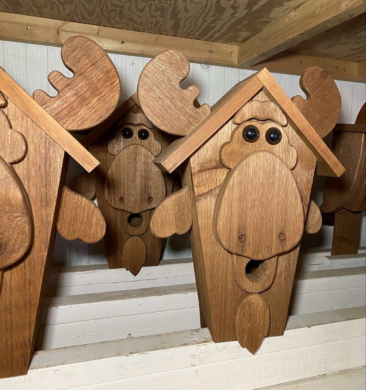 Handmade Rustic Moose Birdhouse - Amish Crafted Mushroom Wood House for Garden & Outdoor Decor