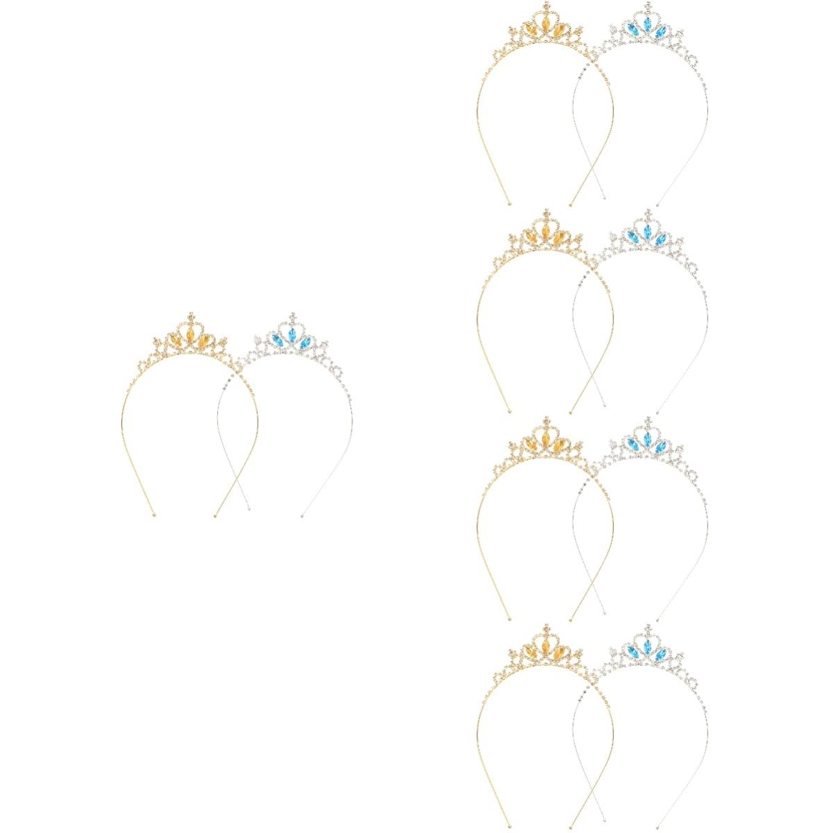 POPETPOP 4 Pcs Rhinestone Princess Crown Set - Crystal Tiara Headband for Girls, Women & Brides | Perfect for Birthday Parties, Pageants, Weddings & Dress-Up Play