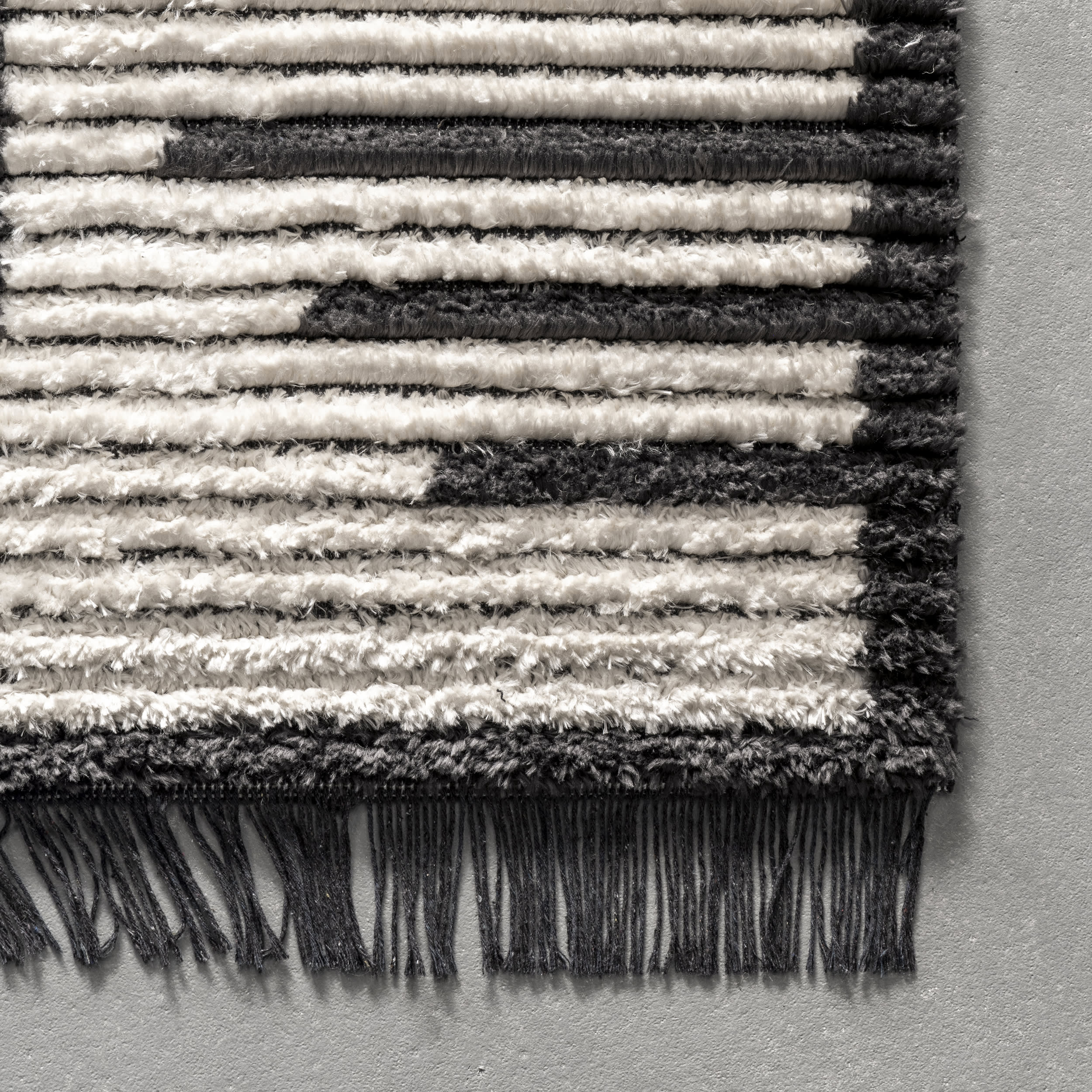 Bethanny Scrolling Panels Fringed Rug - Beige Bohemian Area Rug for Living Room, Bedroom & Home Decor