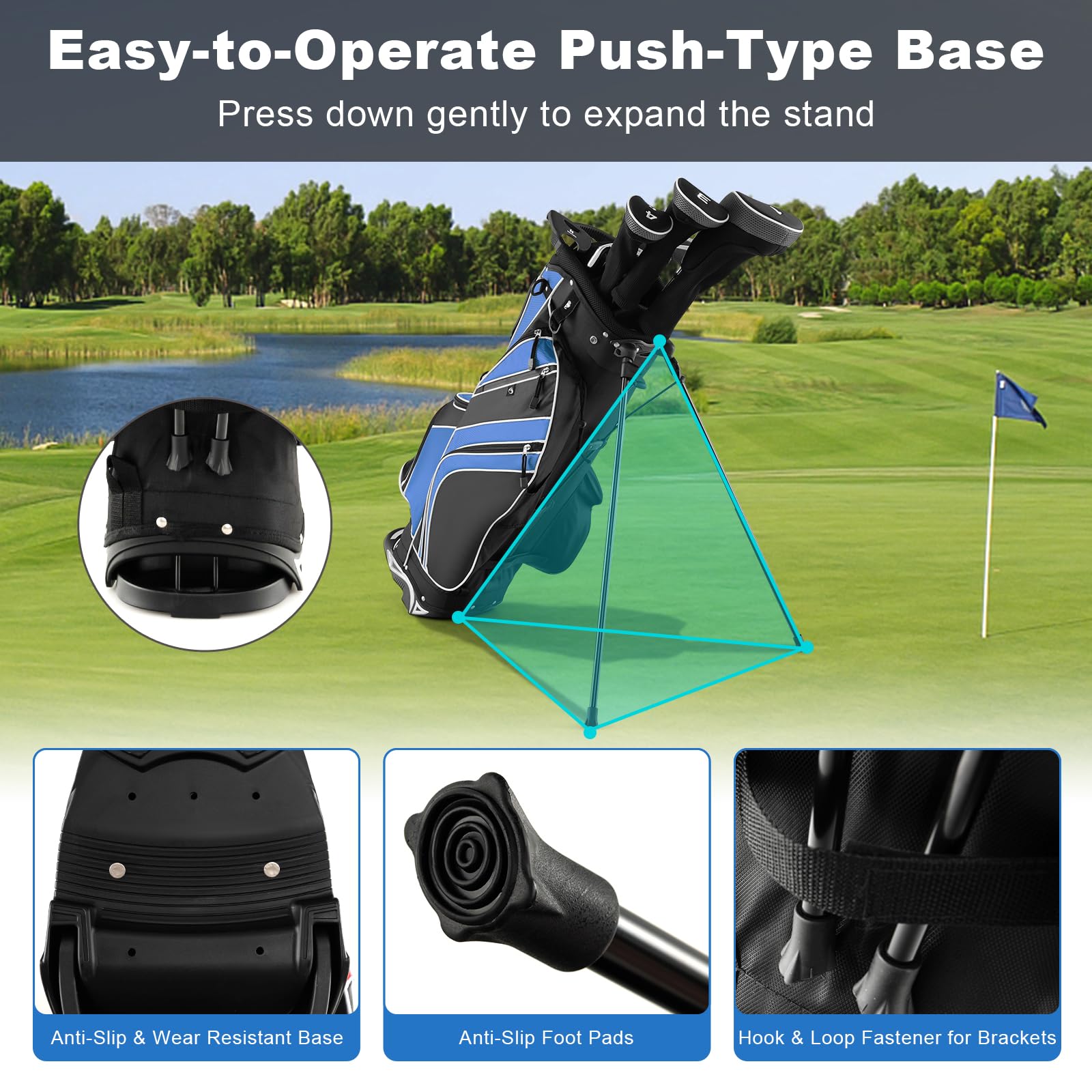 GYMAX 6-Way Divider Golf Stand Bag with 8 Pockets, Rain Hood & Umbrella Holder - Lightweight Portable Golf Club Bag for Men & Women - Perfect for Driving Range, Course Play & Travel