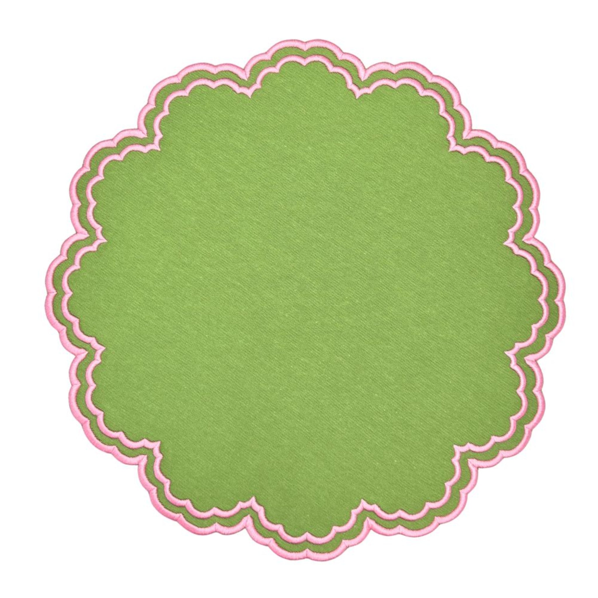 Bettina Placemat Set of 4 - Green & Pink Cotton Table Mats for Dining, Kitchen, and Party Decor | Waterproof & Heat Resistant