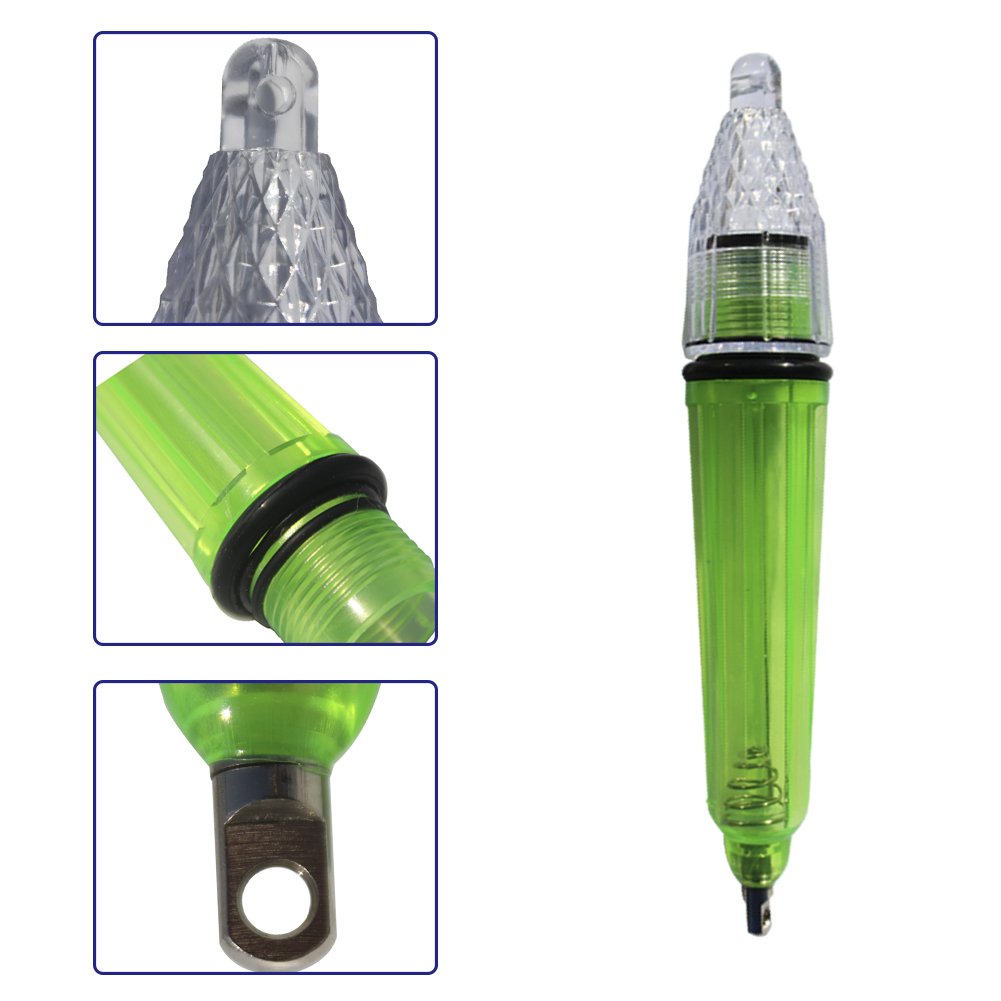 Deep Drop Underwater Fishing Light - Green LED Fishing Attractant Bait Lure, Waterproof Submersible Lamp for Night Fishing | Perfect for Deep Sea, Lake, and Pier Fishing at Night