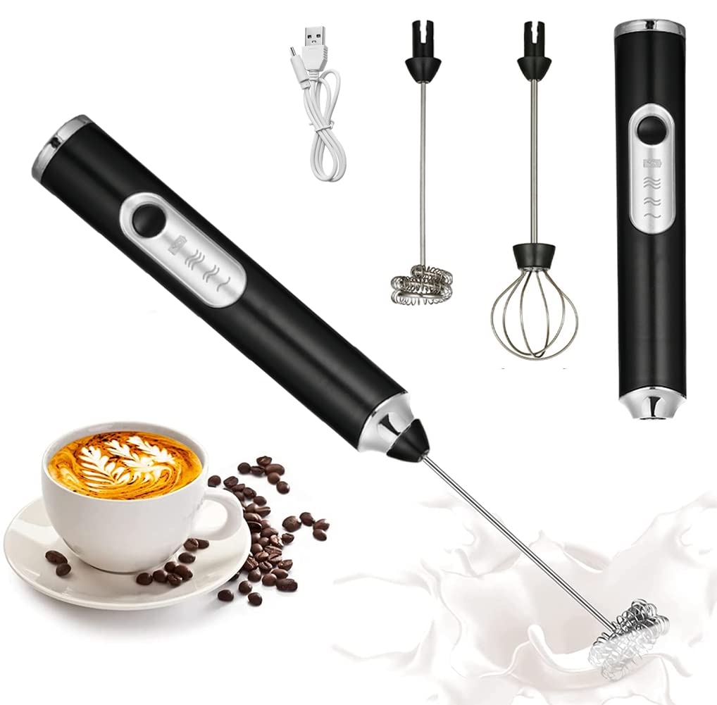 Electric Milk Frother Handheld - Double Head Whisk for Lattes, Cappuccino & Hot Chocolate - Battery Operated Drink Mixer & Foam Maker - Perfect for Coffee Shops, Home Kitchen & Office Use