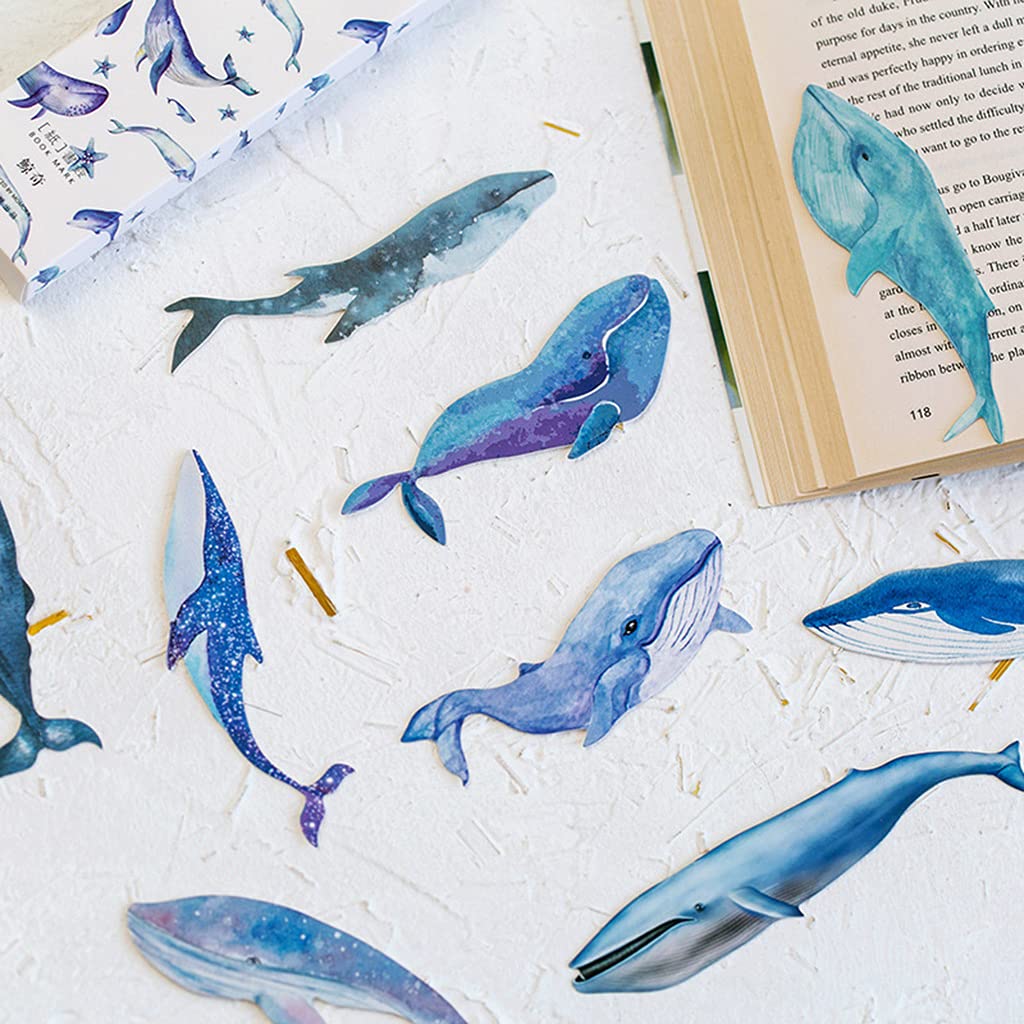 30 Pcs Colorful Whale Paper Bookmarks for Kids, Teens & Adults - Cute Reading Accessories, Office School Supplies, Book Lovers Gifts - Perfect for Classroom, Library, Study & DIY Projects