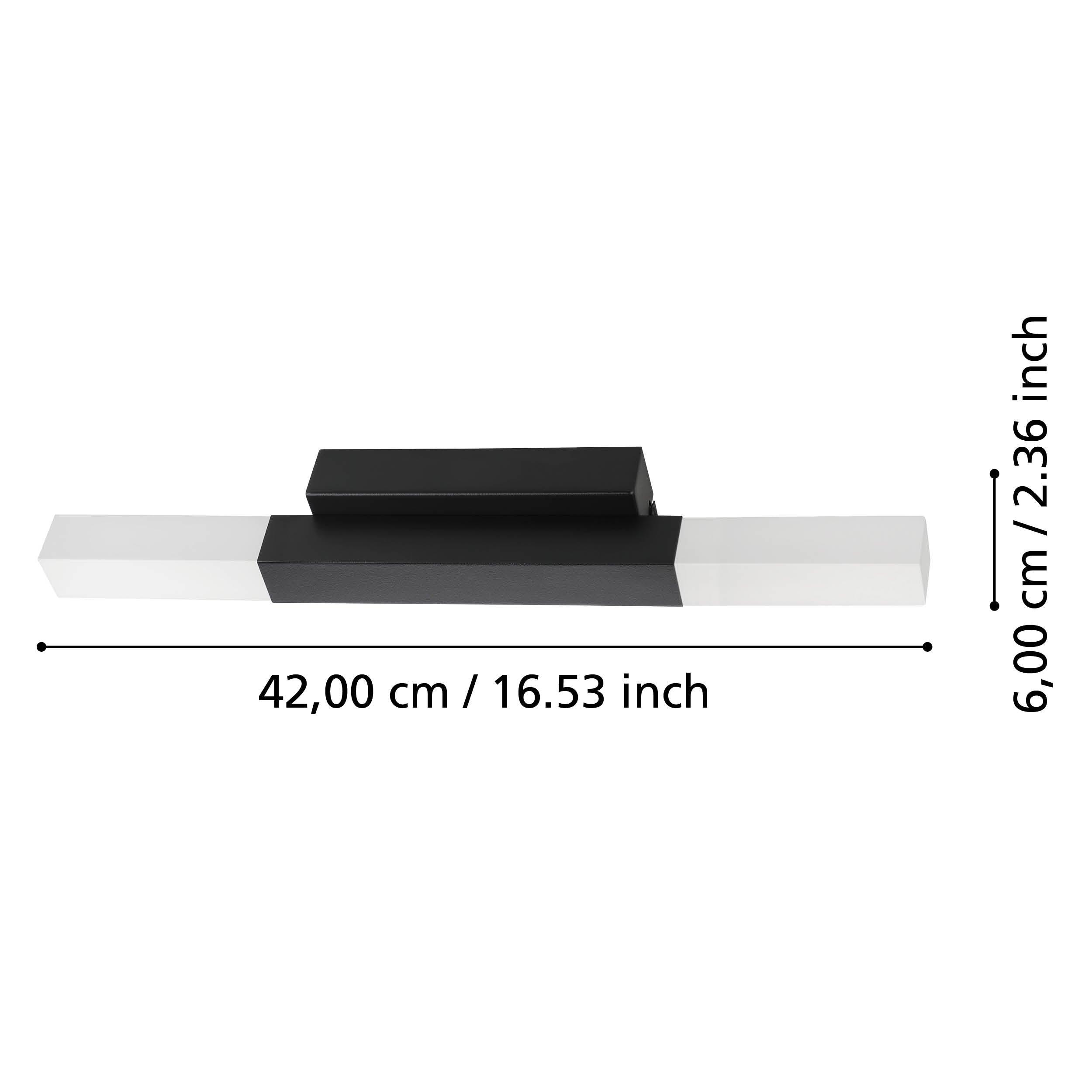 Eglo Alcudia IP44 Black LED Bathroom Wall Light - Waterproof Bathroom Lighting for Vanity, Mirror, Shower - Modern Damp Rated Fixture for Indoor & Outdoor Use