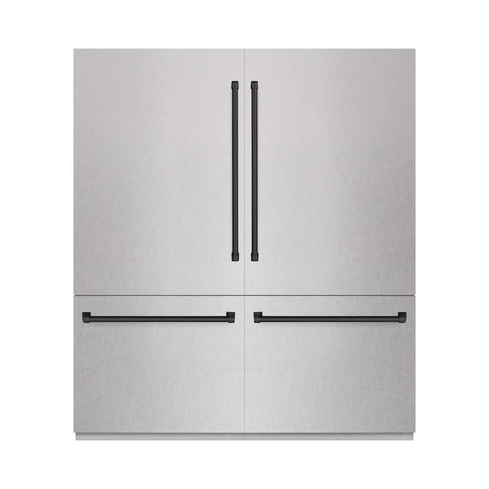 ZLINE Autograph Edition 72-Inch French Door Built-In Refrigerator - 39.6 cu.ft Capacity, Bottom Freezer, Water Dispenser & Ice Maker - Satin Stainless Steel with Graphite Gray Interior & Matte Black Accents (GRBITZ SN 72 MB) | Perfect for Modern Kitchens, Open-Concept Homes & Luxury Appliances Upgrade