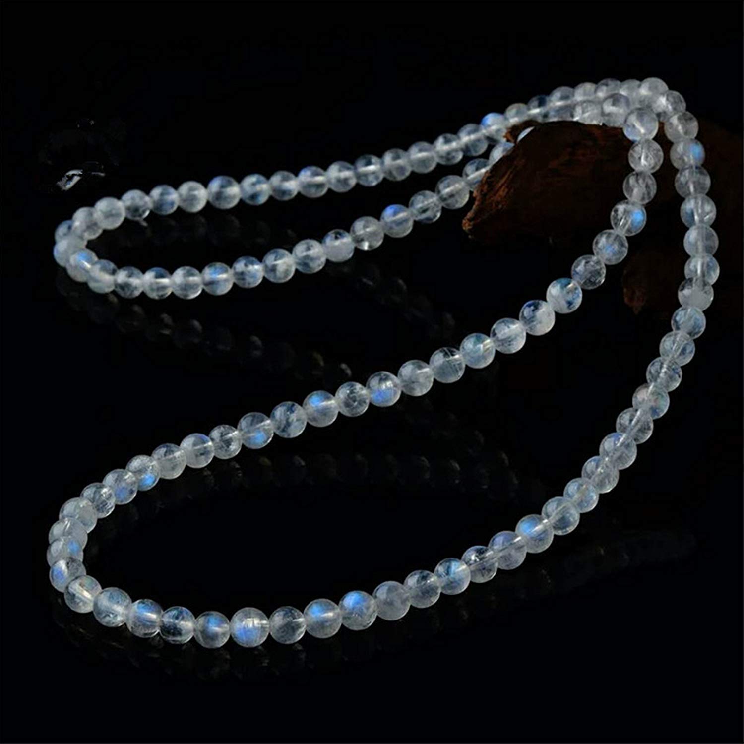 Natural Moonstone Stretch Bracelet for Women & Men - Blue Light Gemstone, Crystal Round Beads (5mm/6mm) - Healing Stone Jewelry for Meditation, Yoga & Spiritual Gifts