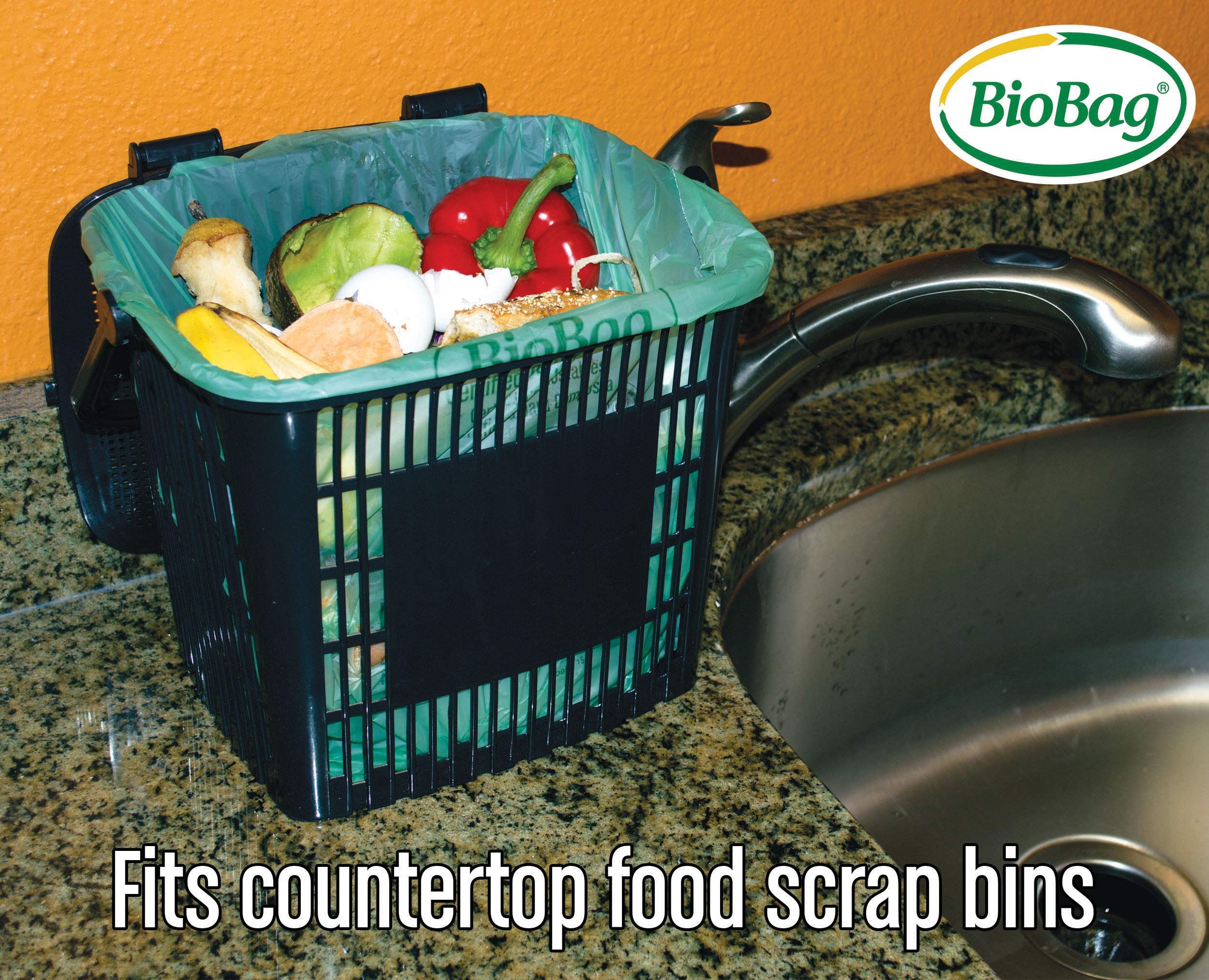 BioBag Kitchen Counter Food Scrap Bin with Compostable Bags - Eco-Friendly Waste Container for Organic Recycling & Composting | Perfect for Sustainable Homes, Apartments, and Zero-Waste Lifestyles