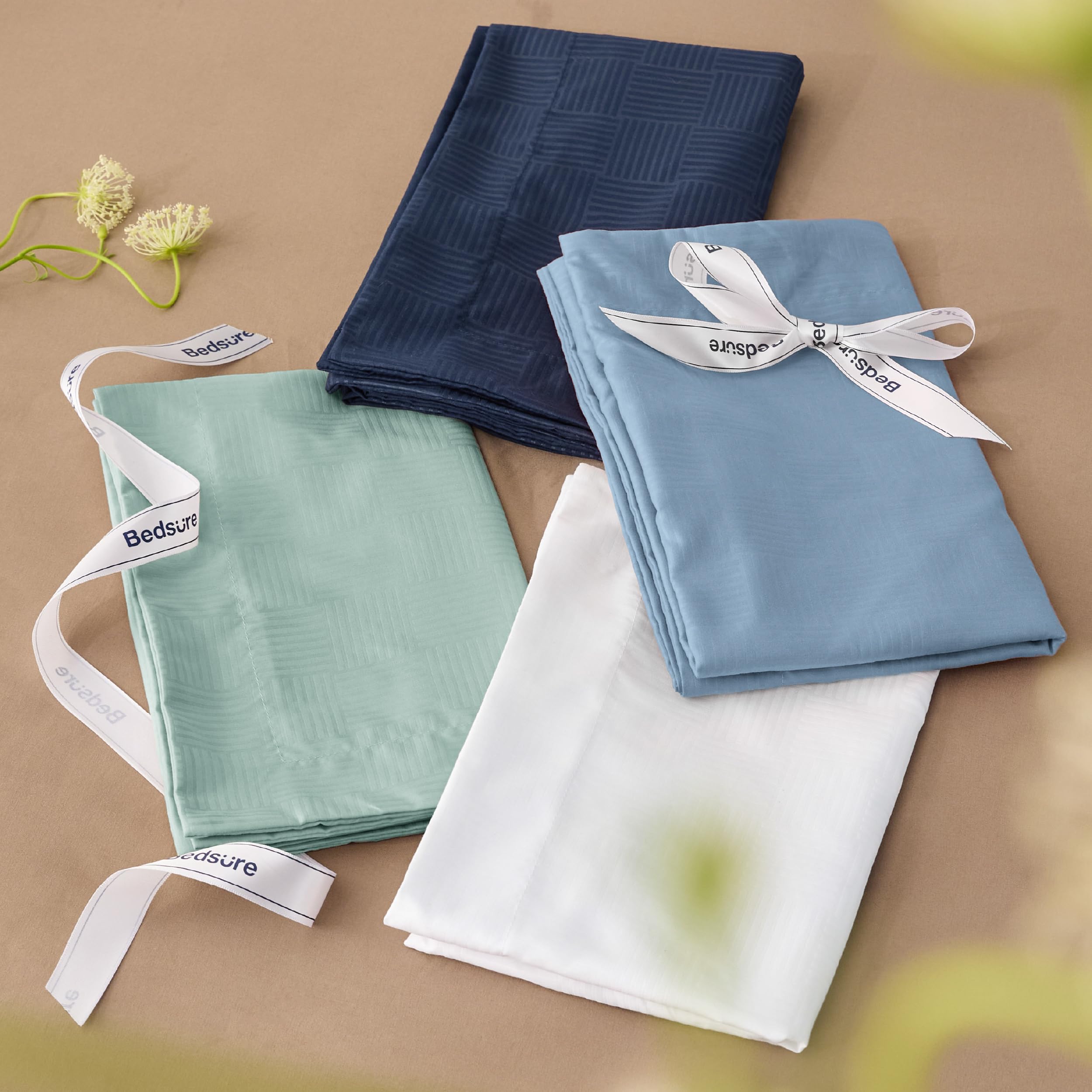 Bedsure Twin XL Comforter Set - Lightweight All Season Down Alternative Bedding in Mineral Blue Basket Weave Pattern | Includes 1 Pillow Sham | Perfect for Dorm Rooms, Guest Beds & Cozy Home Decor