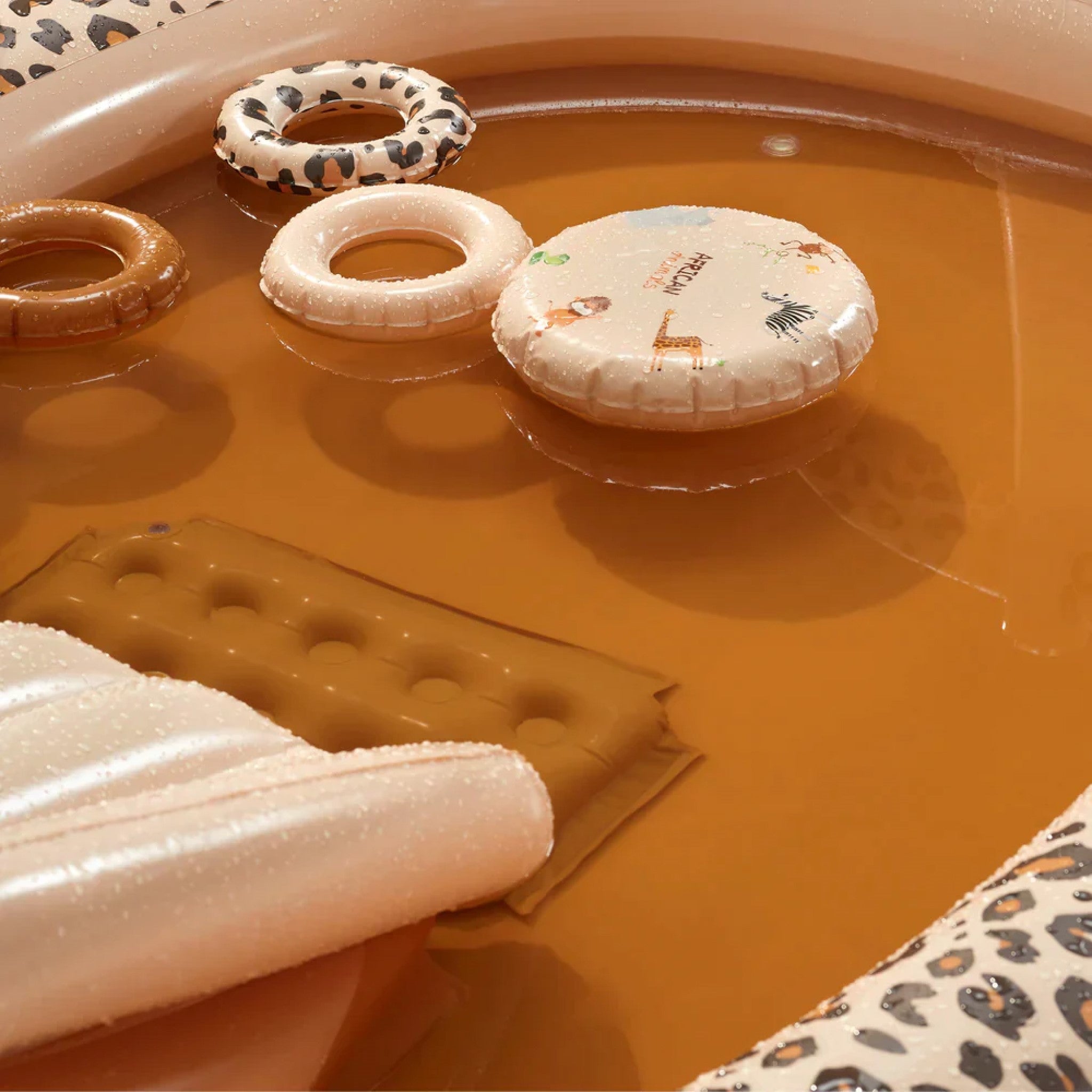 Inflatable Adventure Pool for Kids & Adults - Beige Leopard Print Swimming Pool - Perfect for Backyard, Beach, and Summer Water Play