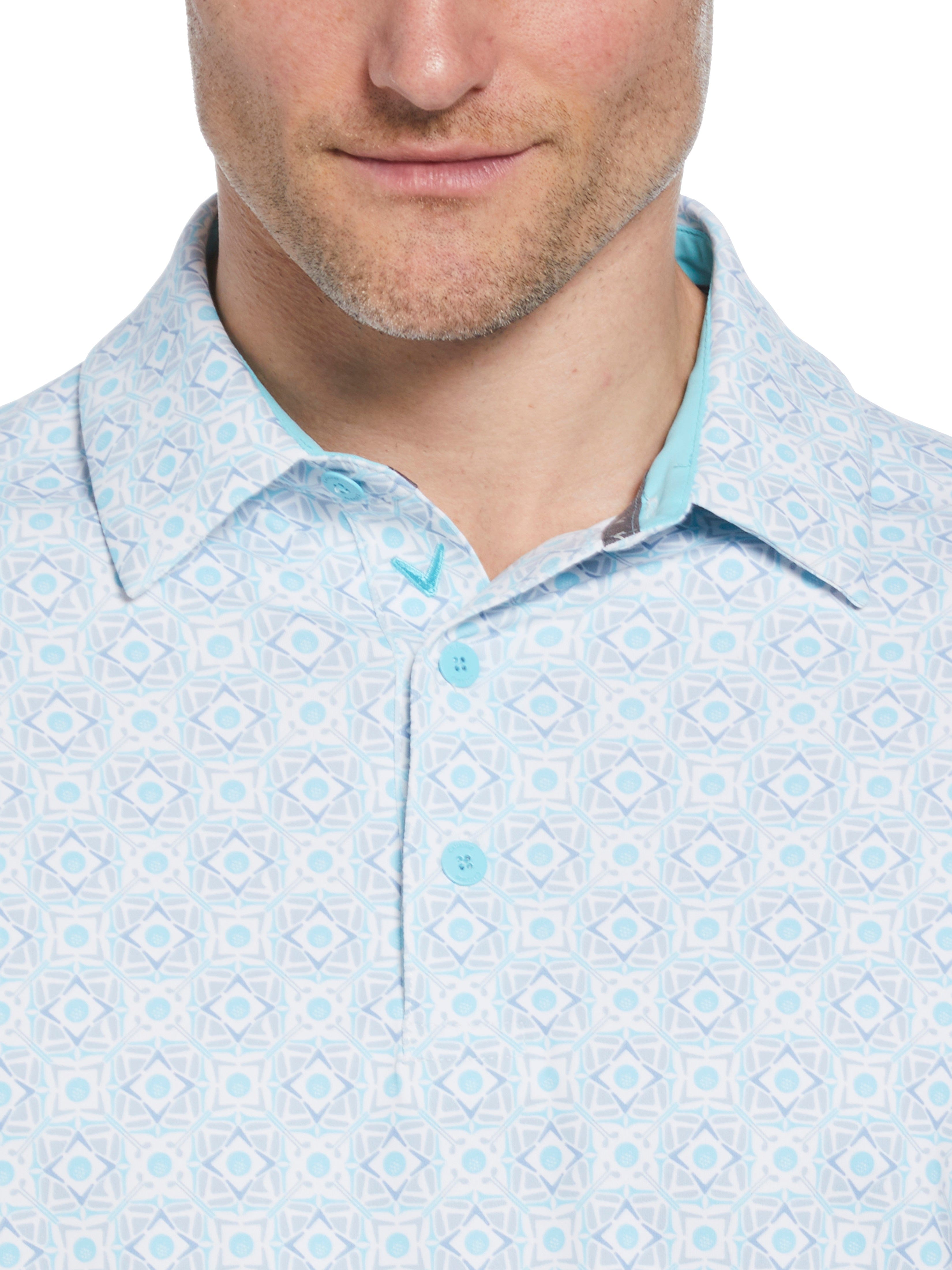 Men's Stylish Foulard Print Golf Polo Shirt - Breathable & Comfortable for Golf, Casual Wear & Outdoor Activities