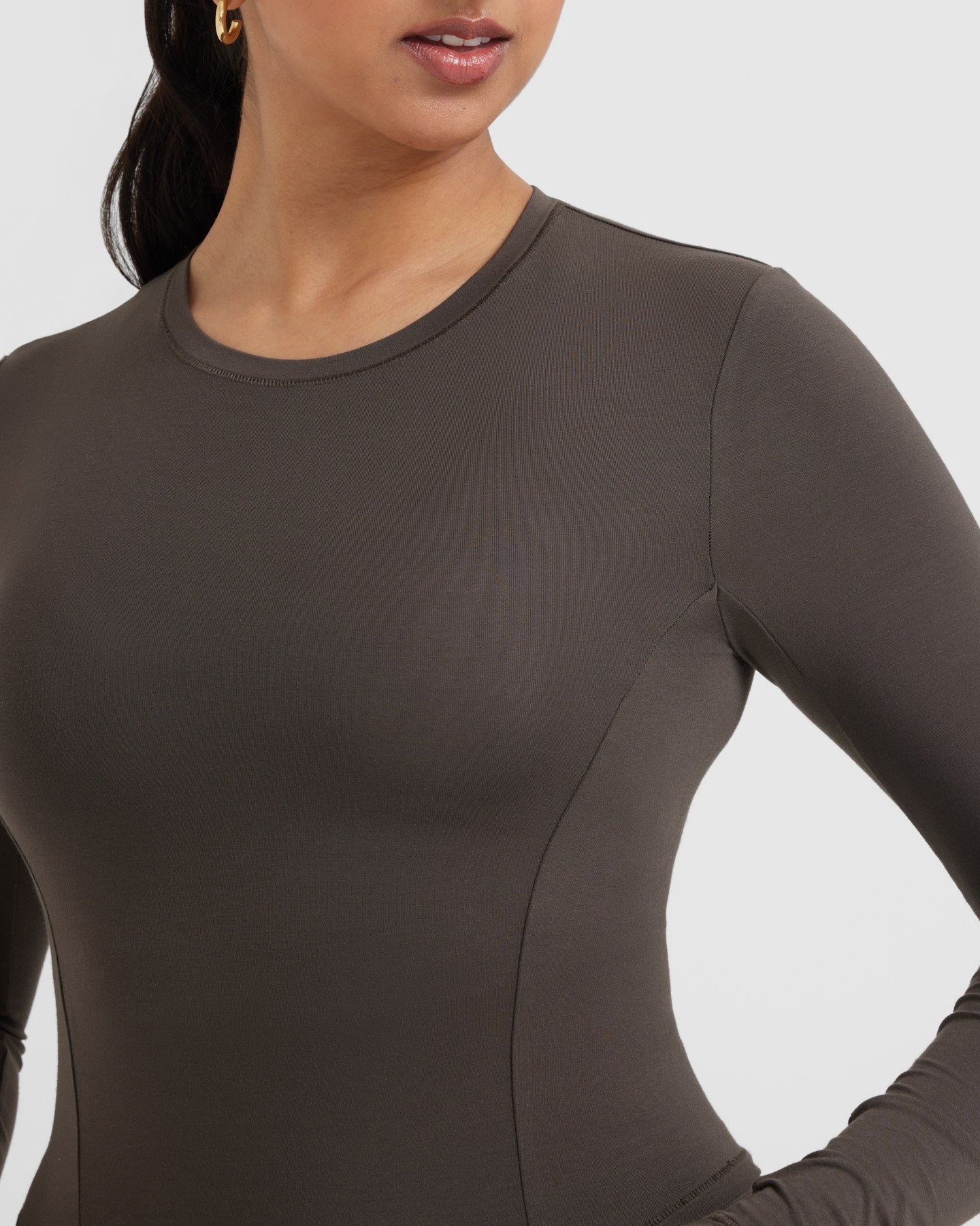 Mellow™ Soft Mid Long Sleeve Top for Women | Deep Taupe | Comfortable Casual Shirt for Everyday Wear, Office & Outings