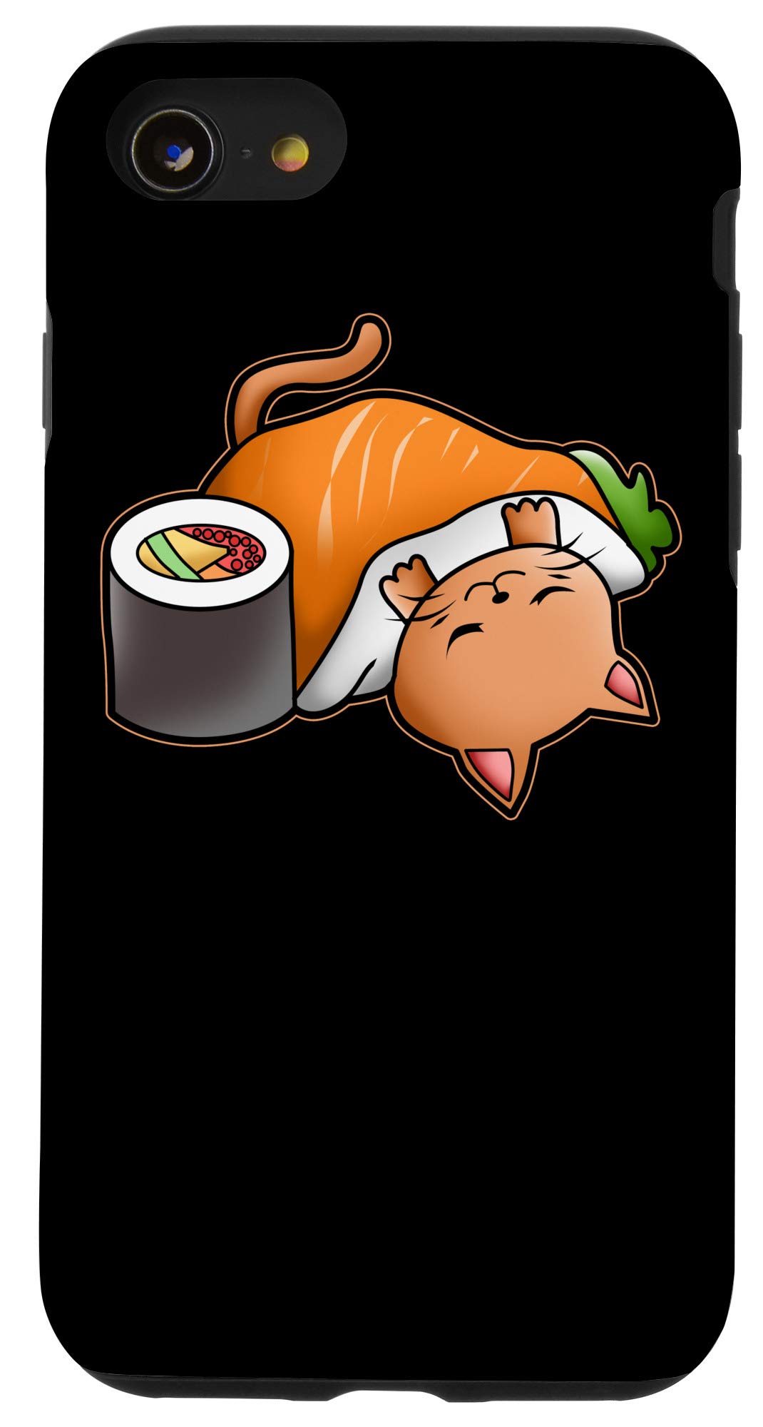 Cute Kawaii Cat Sushi Funny Sleeping Cat Phone Case for iPhone SE (2020) / 7 / 8 - Protective Cover for Cat Lovers, Anime Fans & Unique Style (Perfect Gift for Pet Owners & Anime Enthusiasts)