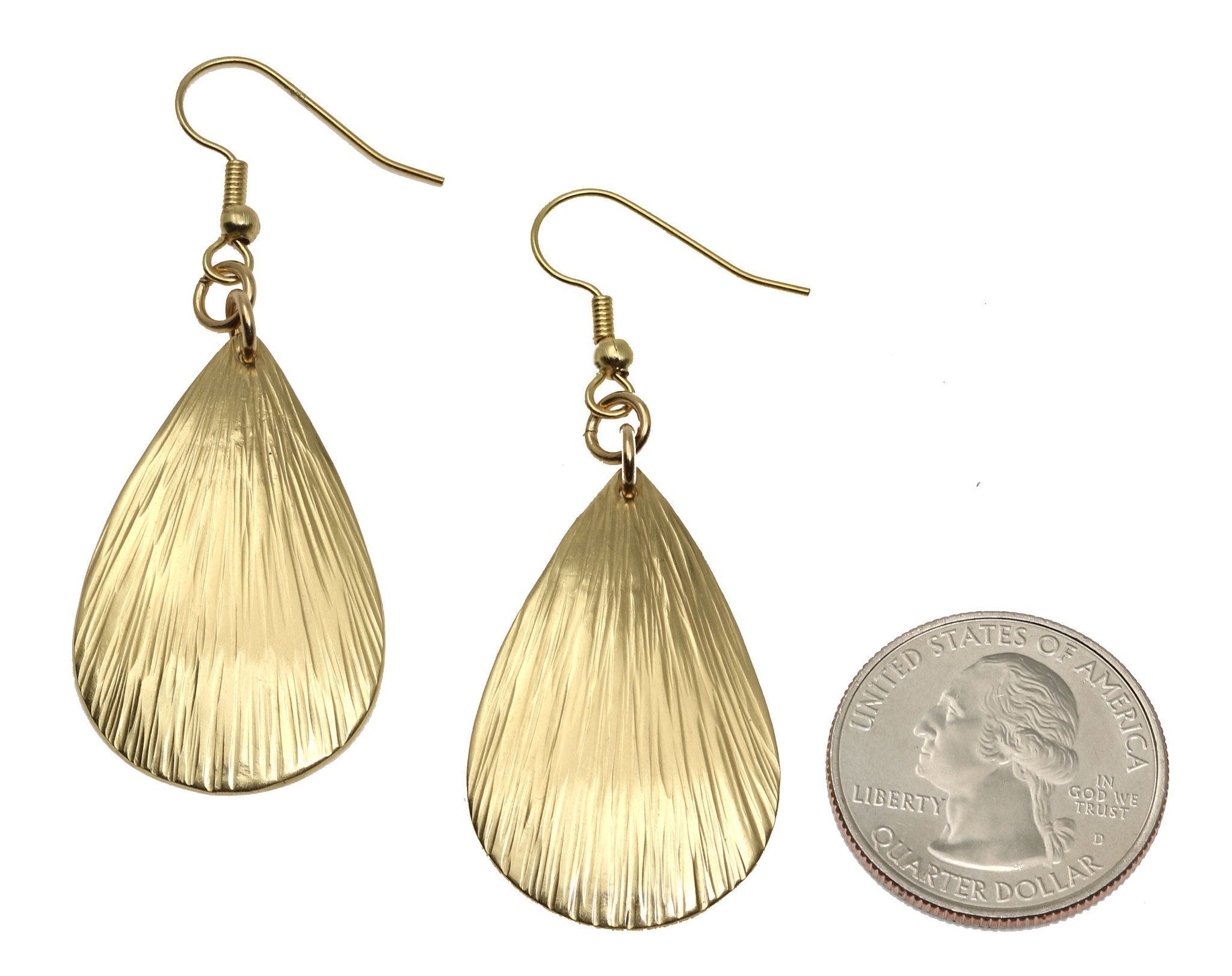 Tear Drop Nu Gold Bark Earrings - Small Dangle Hoop Earrings for Women, Minimalist Gold-Tone Jewelry for Everyday Wear, Perfect for Office, Date Night & Special Occasions