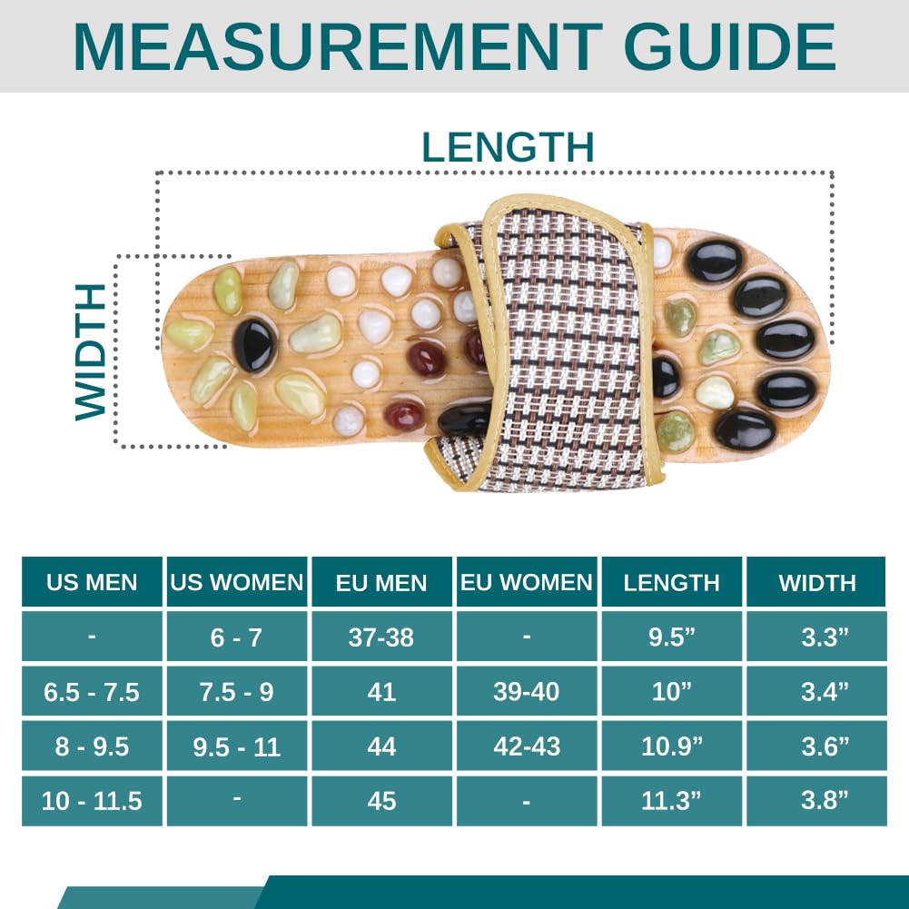 **Earth Stone Acupressure Massage Slippers - Reflexology Sandals for Foot Pain Relief, Shiatsu Arch Support, Women's Size 6-7 (US) - Perfect for Relaxation, Stress Relief & Home Spa Therapy**