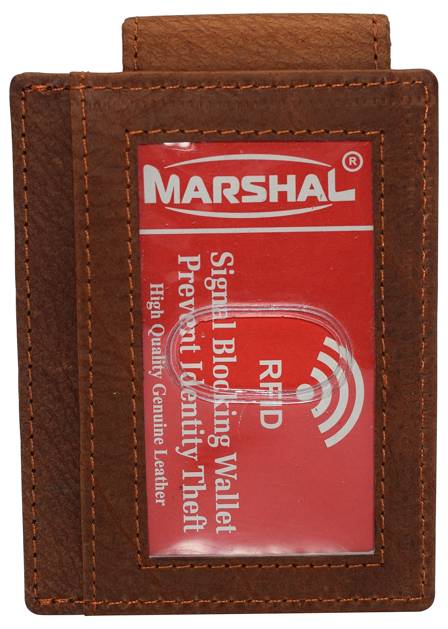 MARSHAL Magnetic Money Clip Wallet - Slim Front Pocket Leather Wallet with Strong Magnet, Skull Bone Design - Perfect for Men's Everyday Carry & Travel