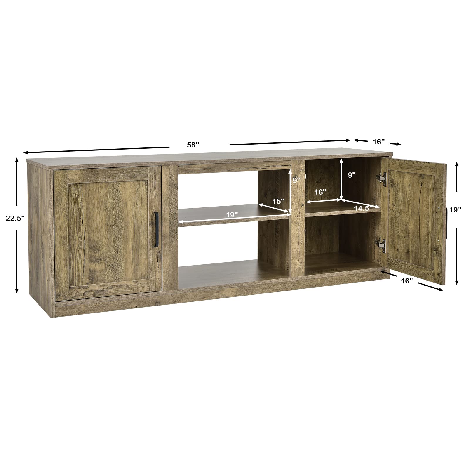 Tangkula 65 Inch Farmhouse TV Stand with Double Barn Doors - Rustic Wood Media Console with Storage Cabinets & Adjustable Shelves - Perfect for Living Room Home Theater Setup