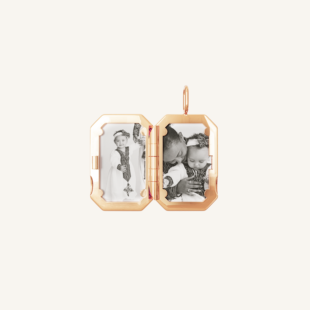 Personalized Bevel Photo Locket Necklace - Custom Engraved Heart Pendant for Loved Ones | Perfect for Anniversaries, Valentine's Day & Memorial Gifts