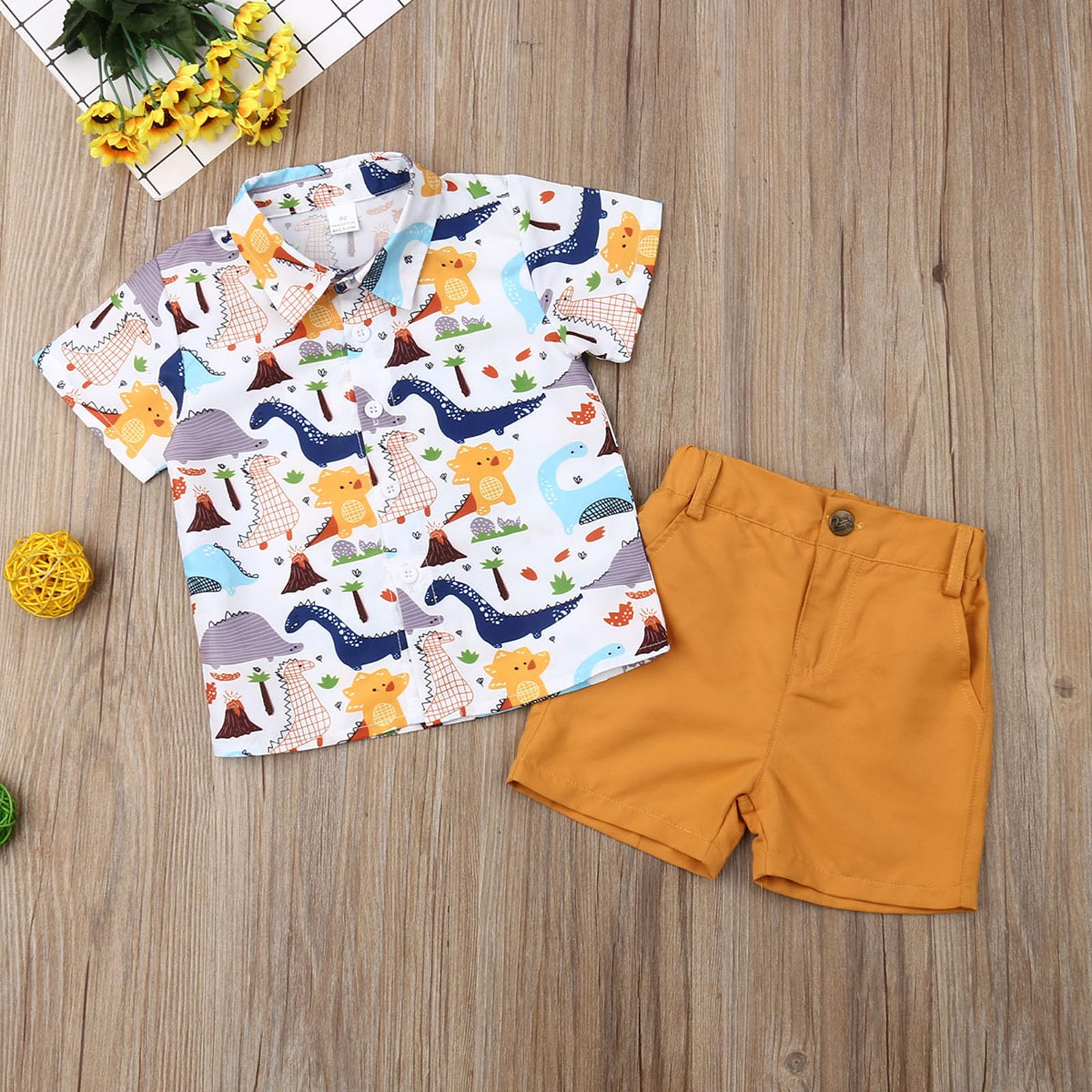 Toddler Boys Summer Suit - Animal Print Shirt & Shorts for Playdates