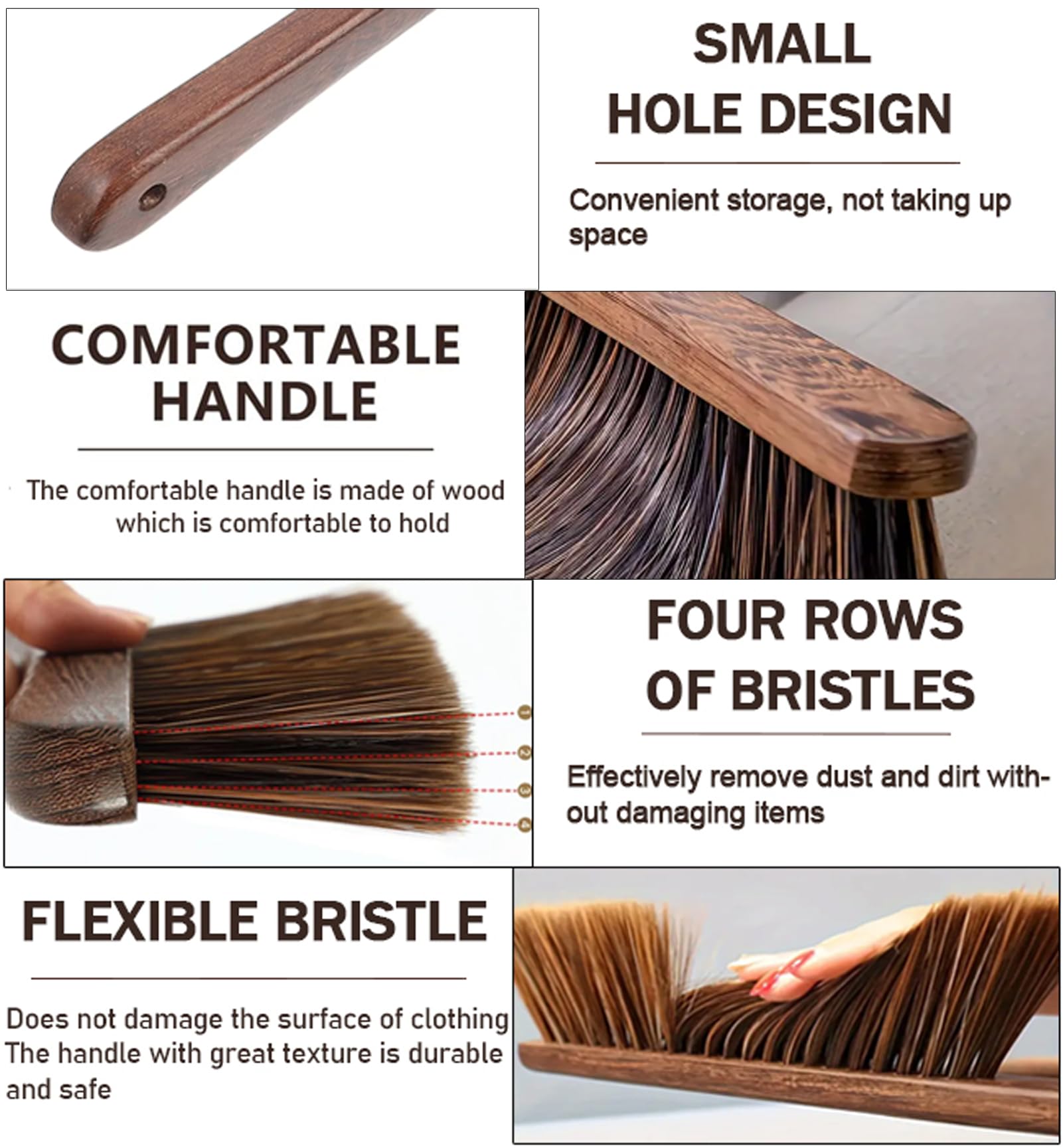Soft Bristle Hand Broom Brush - Dust Cleaning Brush for Couch, Bed, Sofa, Car & Fireplace | Portable Dusting Brush for Home, Office & Vehicle Cleaning | Multi-Surface Cleaning Tool for Pet Hair, Lint & Debris Removal