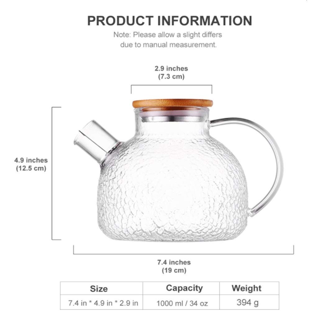 1.0L Borosilicate Glass Kettle with Lid - Heat & Cold Resistant for Milk, Coffee, Tea & Water - Perfect for Home, Office & Camping Use (Color: #1)