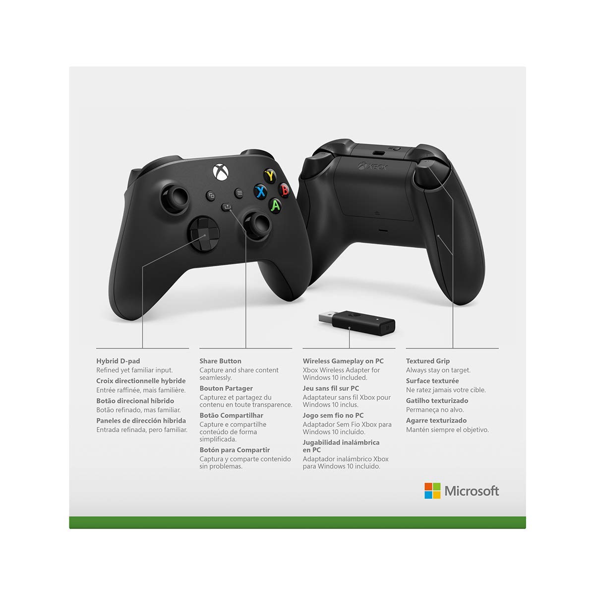 Refurbished Microsoft Xbox Wireless Controller with Windows 10 Adapter - Official Xbox Gamepad for PC Gaming | Perfect for Steam, Game Pass & Multiplayer Sessions