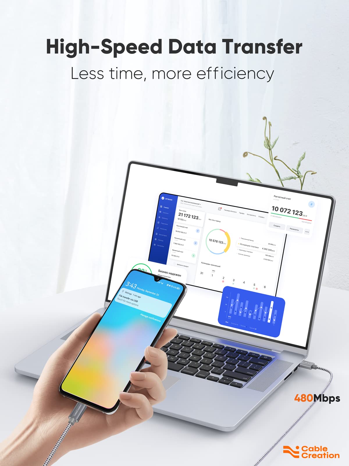CableCreation 4FT USB Type C to USB A Fast Charging Cable 3A 480Mbps Data Sync - Compatible with MacBook Air, Chromebook, Pixel, Galaxy S22/S21/S10 - Gray 1.2m - Perfect for Home, Office & Travel Charging
