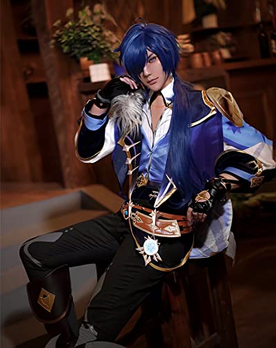 Kaeya Cosplay Costume Full Set with Wig and Shoes | Genshin Impact Character Outfit for Halloween, Carnival, Anime Conventions & Birthday Parties | Perfect Gift for Game Fans