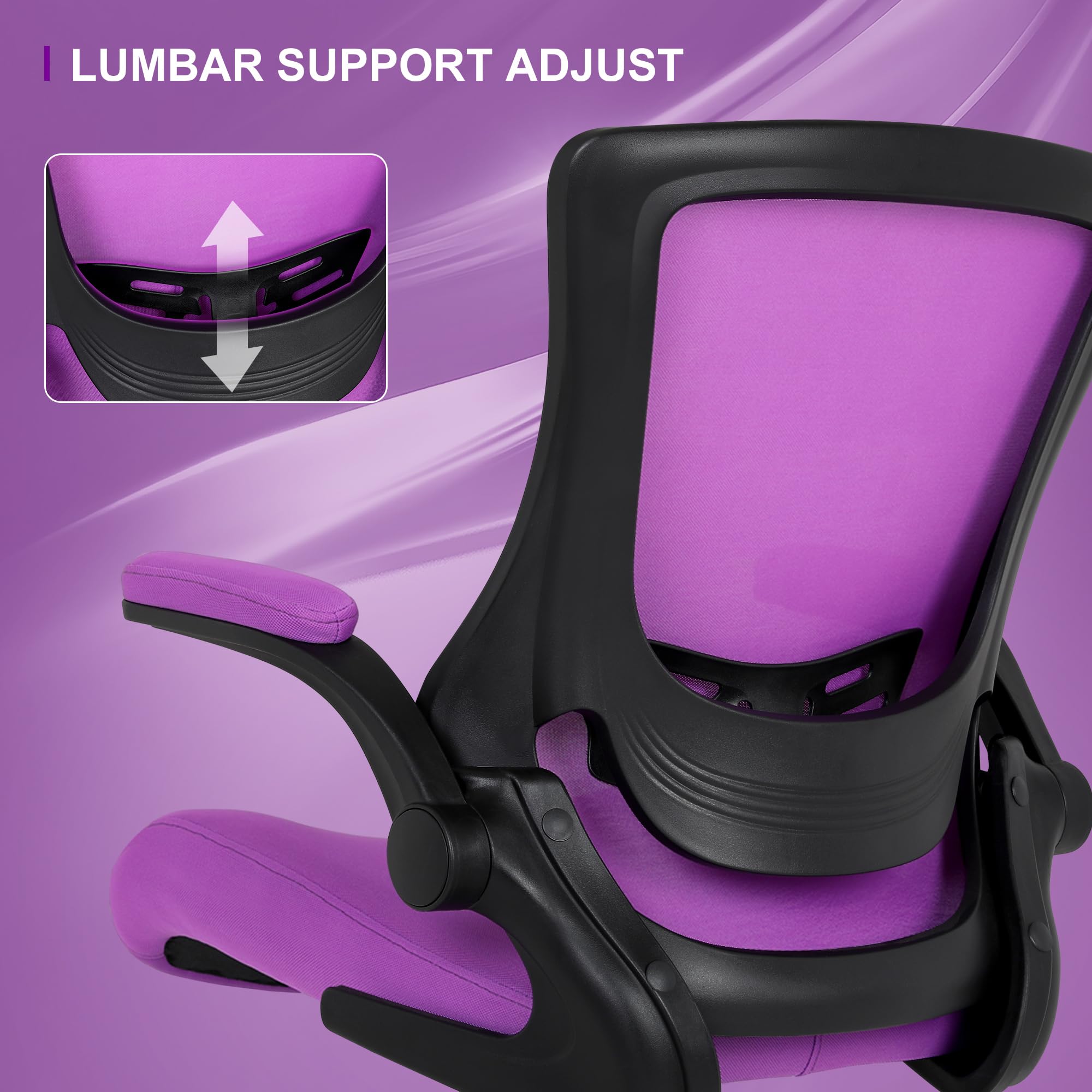 Adjustable Height Drafting Chair with Lumbar Support & Footrest - Ergonomic Office Chair for Standing Desks, Bar Counters & Home Offices - Tall Swivel Chair with Flip-Up Arms for Comfortable Work & Study