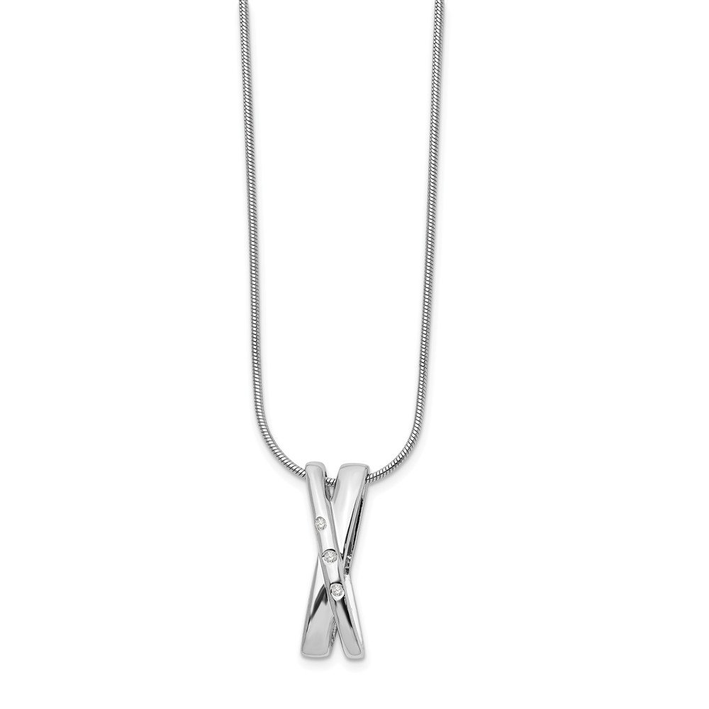 0.03ct Diamond Crossover Pendant Necklace - 925 Sterling Silver with Lobster Clasp | Elegant Jewelry Gift for Women, Perfect for Weddings & Date Nights