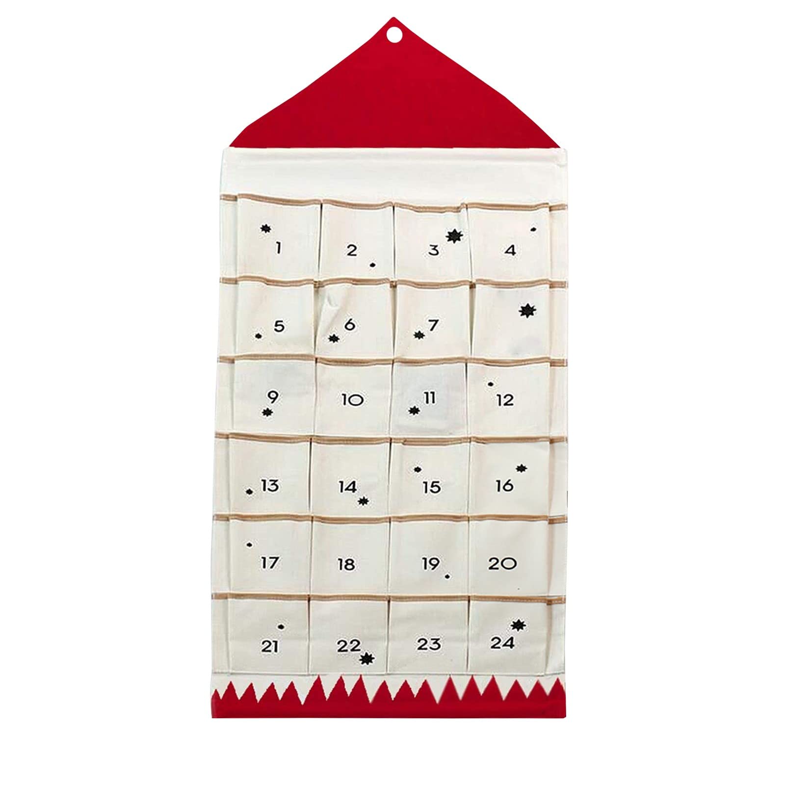 24-Pocket Christmas Countdown Calendar Wall Hanging - Red Advent Decoration for Home, Xmas Tree & Fireplace Mantel - Perfect for Holiday Organizers & Festive House Decor