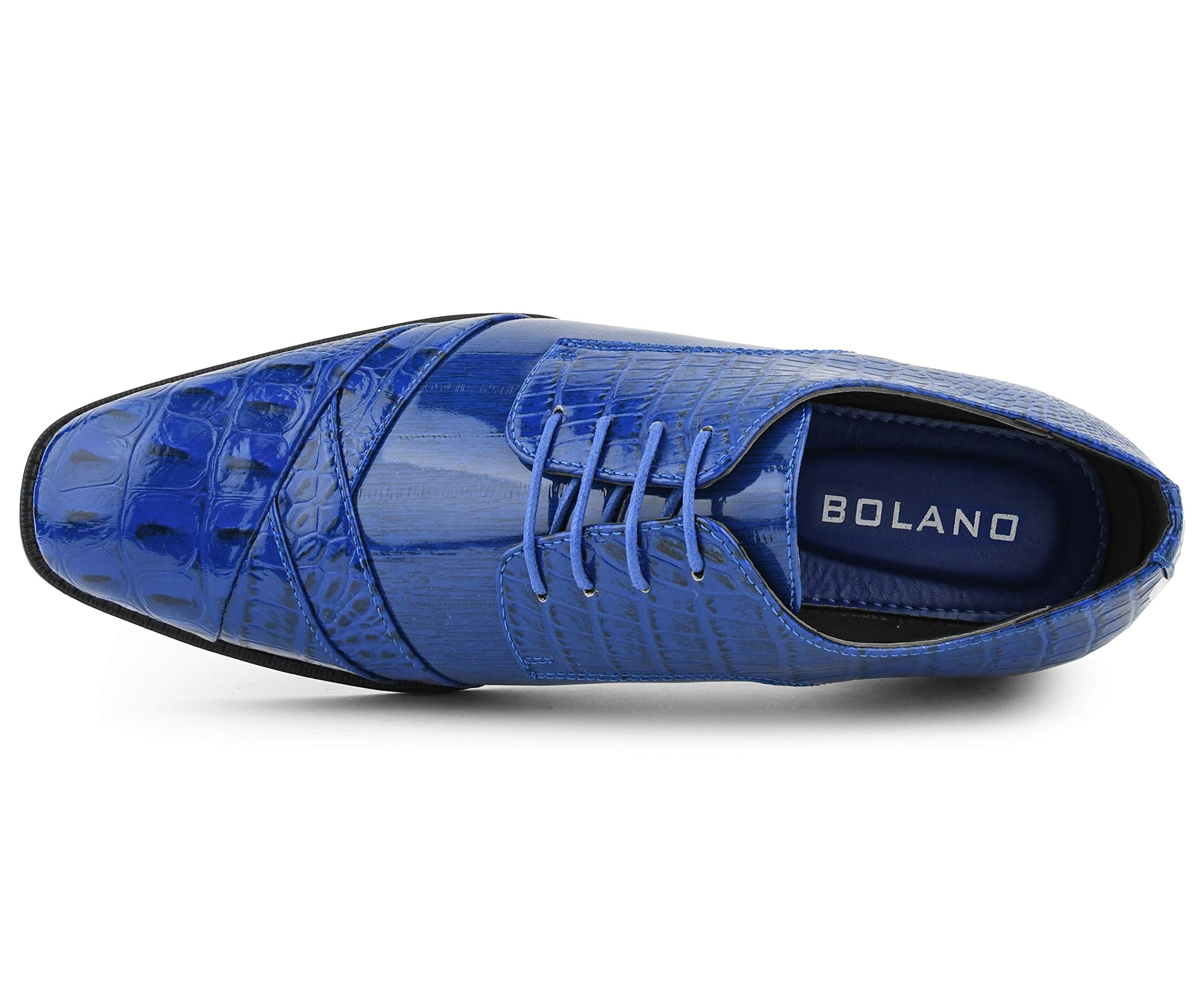 Bolano Bandit Men's Cap Toe Oxford Dress Shoes - Alligator Print Croc Folded Formal Shoes for Business, Wedding & Office Wear - Premium Leather Business Attire for Professional & Special Occasions