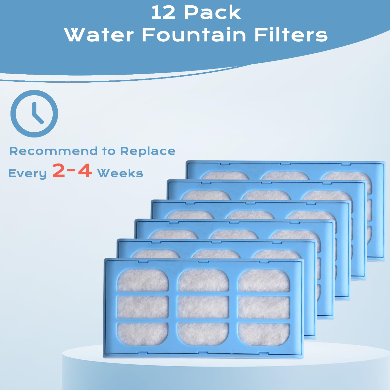 12 Pack Cat Water Fountain Filters - Compatible with Cat & Dog Mate Pet Fountains - Replacement Cartridges for Clean Drinking Water - Perfect for Multi-Pet Households & Automatic Water Dispensers