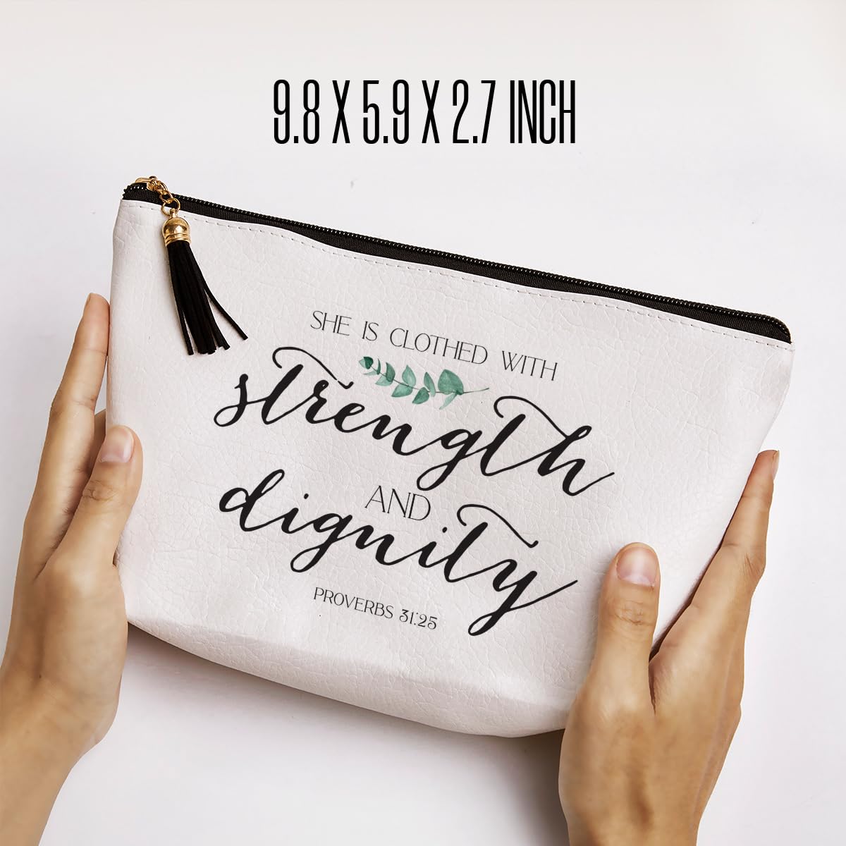 Christian Gifts for Women - Inspirational Bible Verse Waterproof PU Leather Makeup Bag - Religious Scripture Gifts for Her, Mom, Graduation, Birthday - Travel Toiletries Bags for Daily Use & Church Events