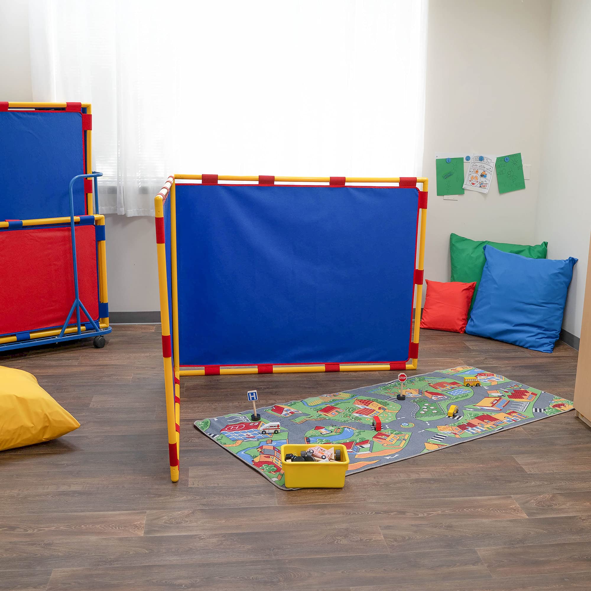 Children's Big Screen Right Angle PlayPanel - Kids Room Divider & Classroom Privacy Screen in Blue | Perfect for Daycares, Preschools & Homeschool Learning Spaces