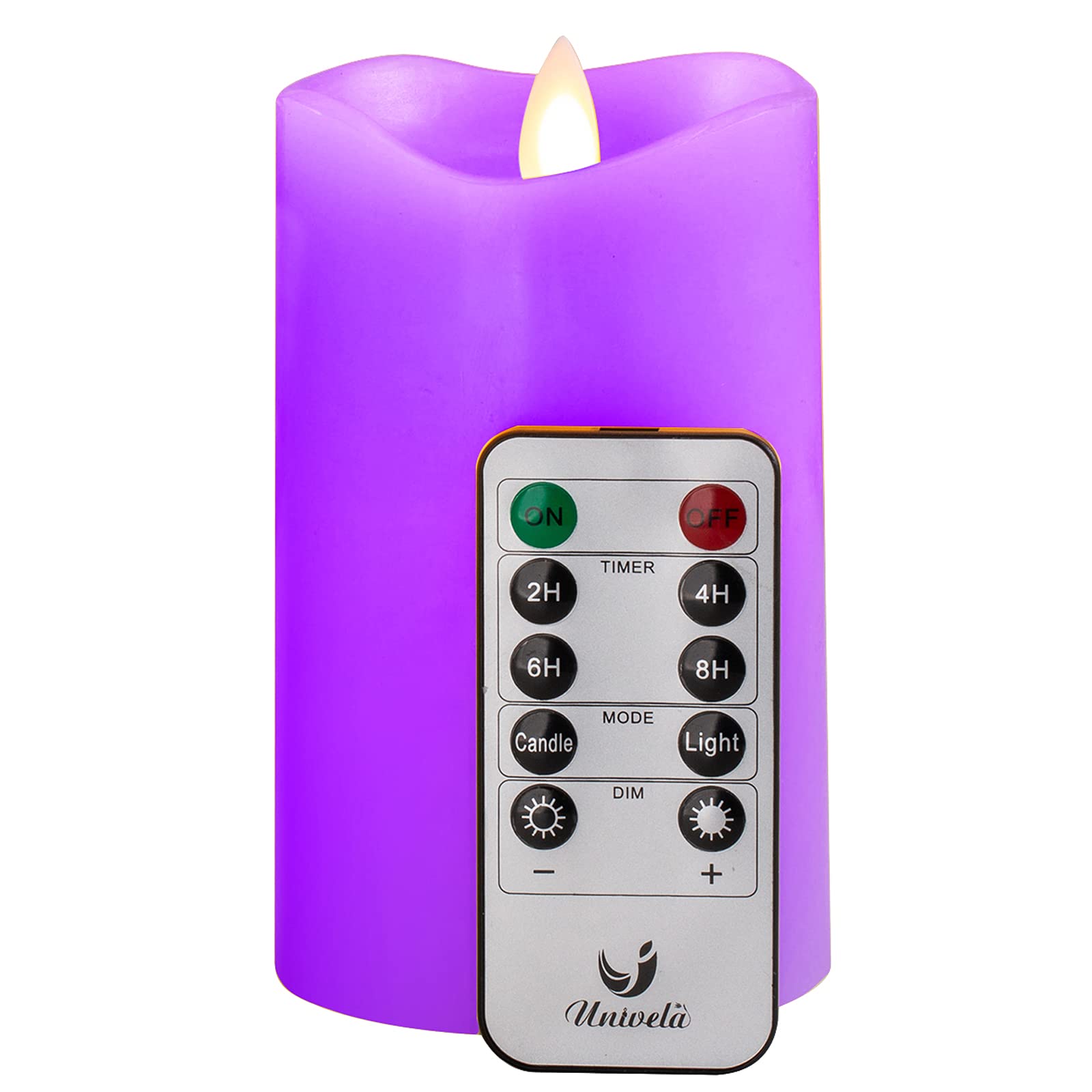Premium Flameless LED Candles with 10-Key Remote - Real Wax Battery Operated Safe Candles for Home Decor, Romantic Dinners & Relaxation - Flickering Flame Effect, Adjustable Brightness & Timer - Perfect for Weddings, Christmas & Bedroom Ambiance (Purple)