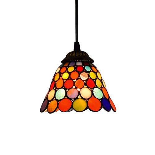 Vintage Tiffany Style Stained Glass Pendant Lamp - Antique Mission Ceiling Light Fixture for Living Room, Dining Room, Kitchen & Restaurant Decor | Perfect for Home, Cafe and Game Room Lighting