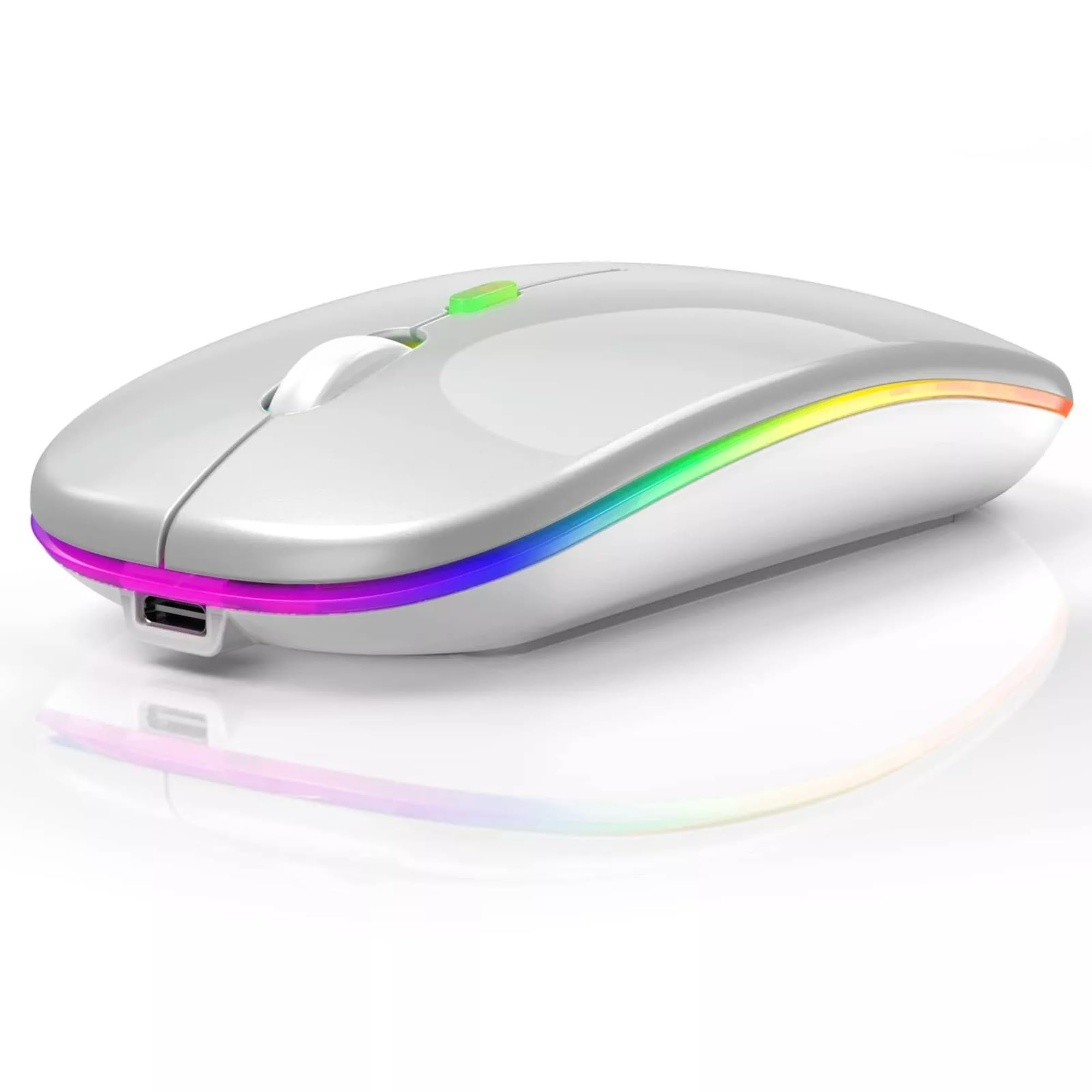 SANNOXY Slim 2.4G Wireless Mouse with Nano Receiver - Ergonomic Silent Click Computer Mouse for Laptop, PC, Mac - Portable Silver Mouse for Office, Home, Travel & Gaming
