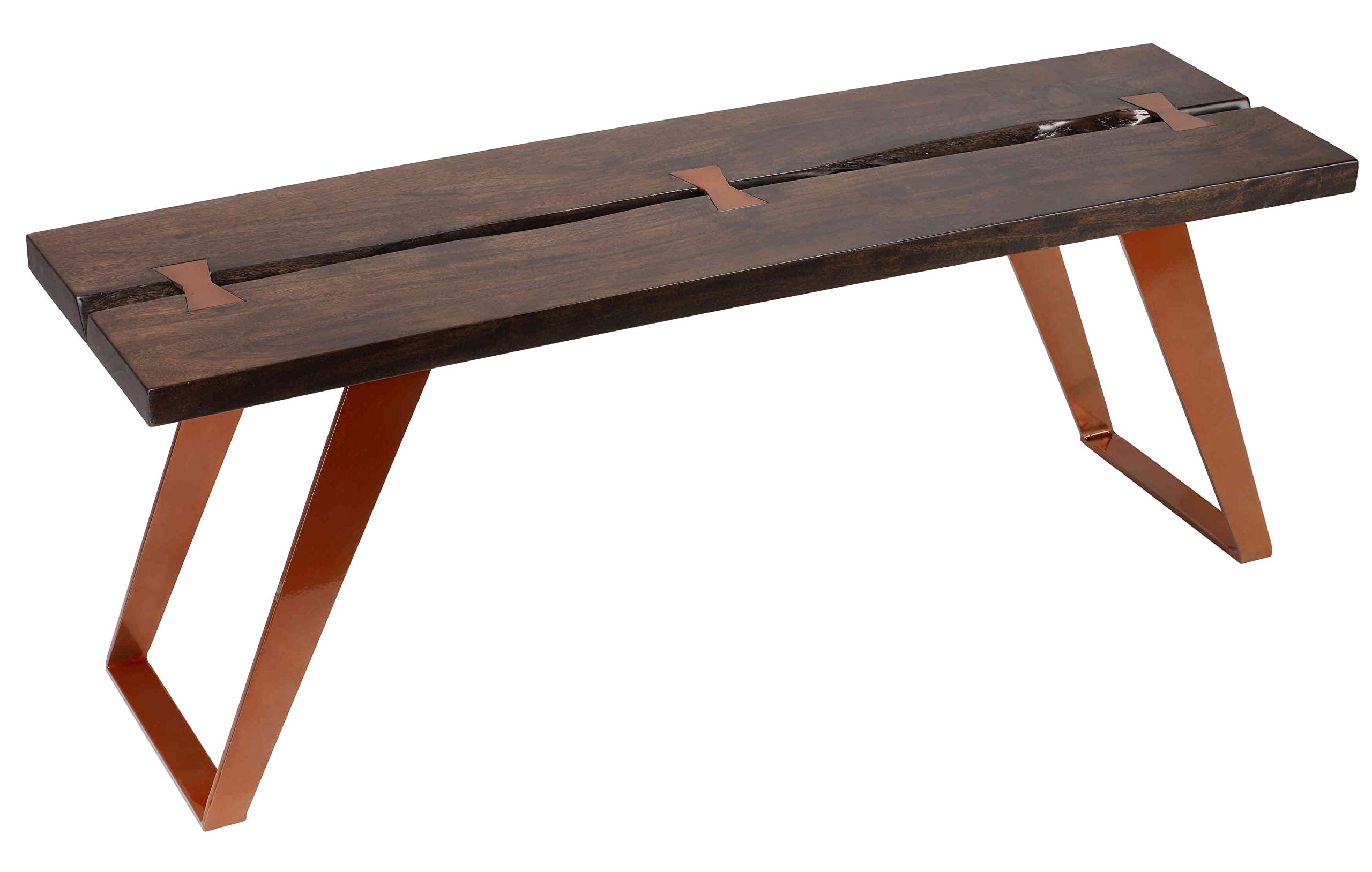 Bare Decor Admiral Dining Bench - Solid Wood Kitchen Bench with Cushion, Rustic Brown - Perfect for Farmhouse Dining Room, Kitchen Island, and Breakfast Nook Seating