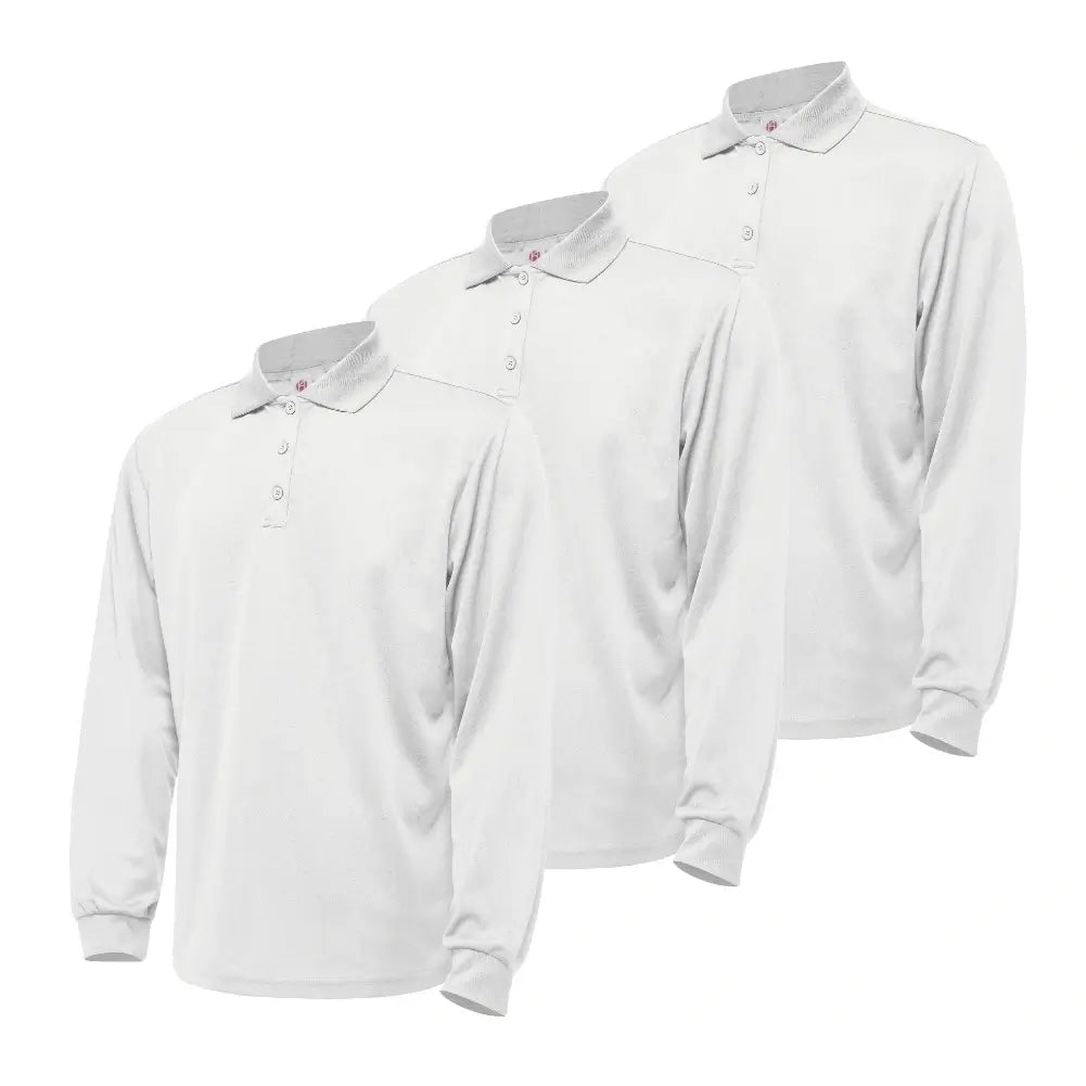 3 Pack Men's Quick Dry Long Sleeve Polo Shirts - Moisture Wicking & Breathable for Golf, Hiking & Outdoor Activities