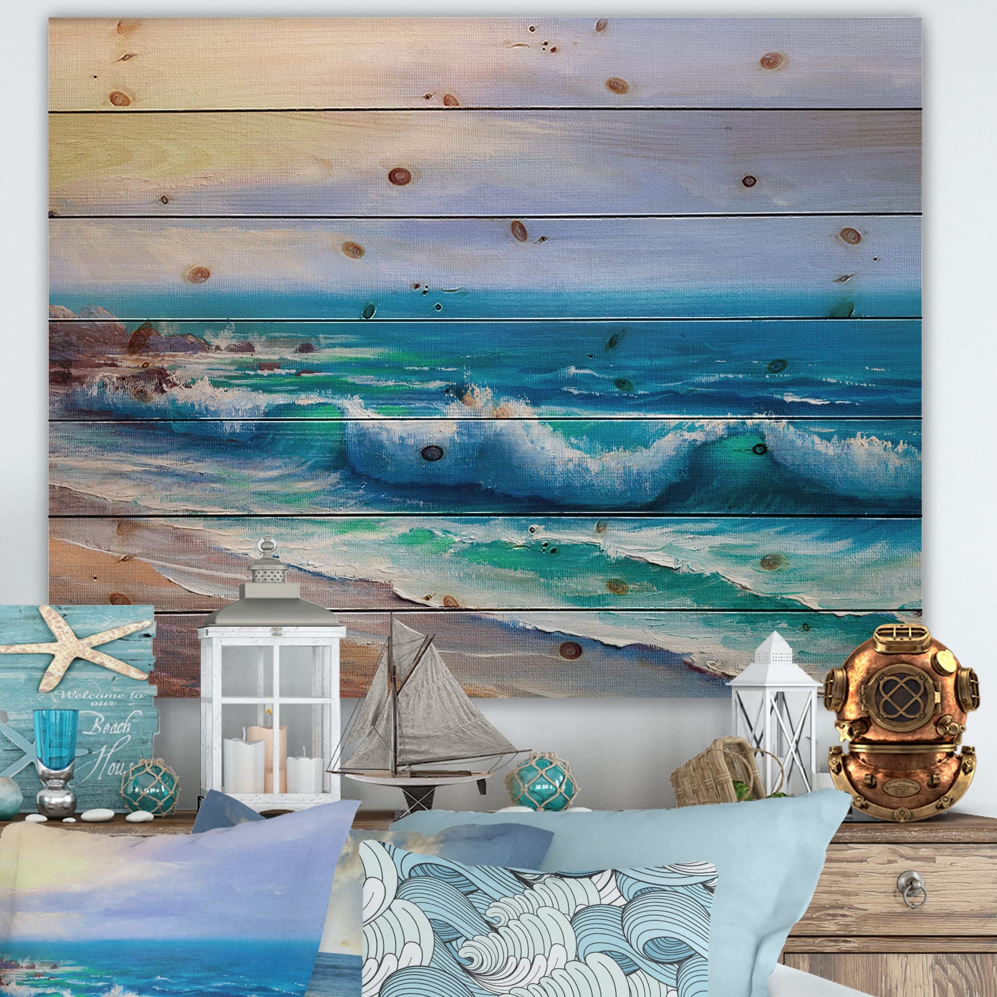 Sunshine Waves Wood Wall Art - Coastal Decor for Beach Homes