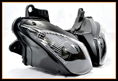 FDB Assembly Front Headlight Headlamp Kit - Clear Replacement for Kawasaki ZX10R (2008-2010) & ZX6R (2009-2012) - Perfect for Night Riding and Motorcycle Upgrades