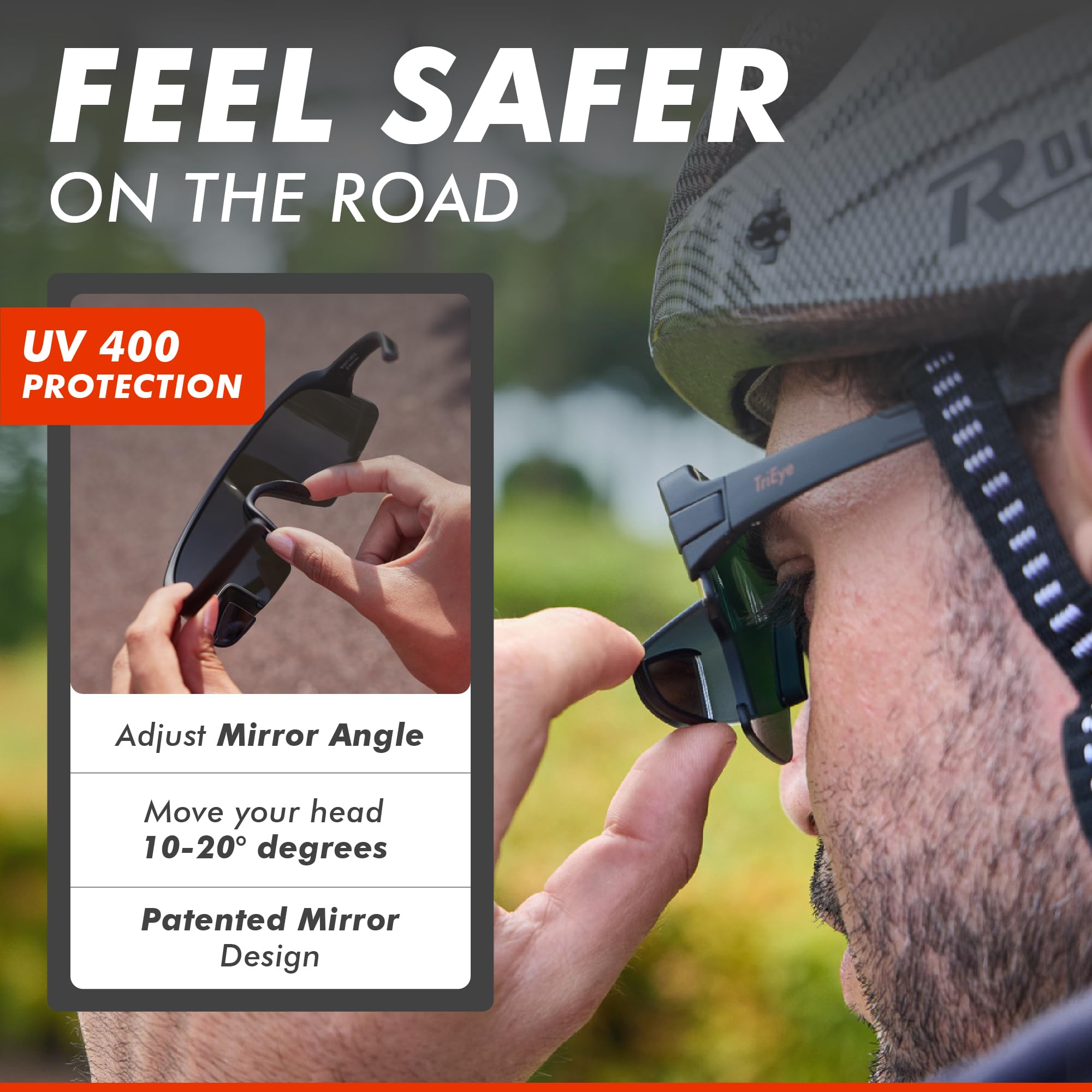 Cycling Sunglasses with Rear-View Mirror for Men & Women - UV400 Protection Sports Glasses for Road & Mountain Biking - Perfect for Commuting, Training, and Outdoor Adventures