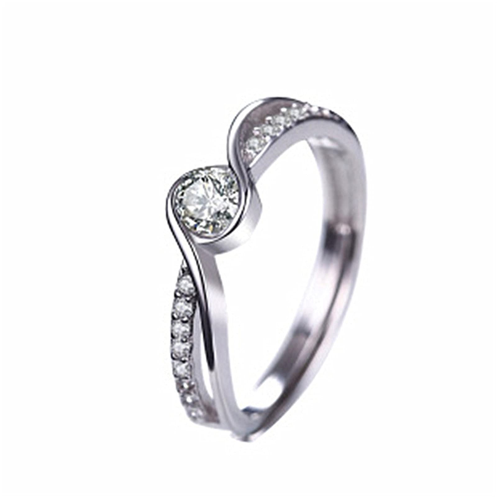 Sparkling Open Fashion Diamond Ring - Elegant Wave & Moon Design Jewelry for Women (Gold/Silver, One Size) - Perfect for Parties, Weddings & Date Nights